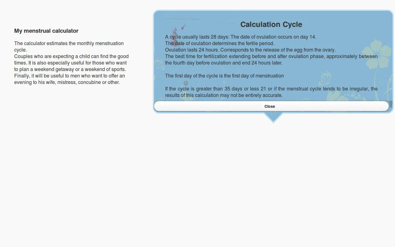 My menstrual calculator | Indus Appstore | Screenshot