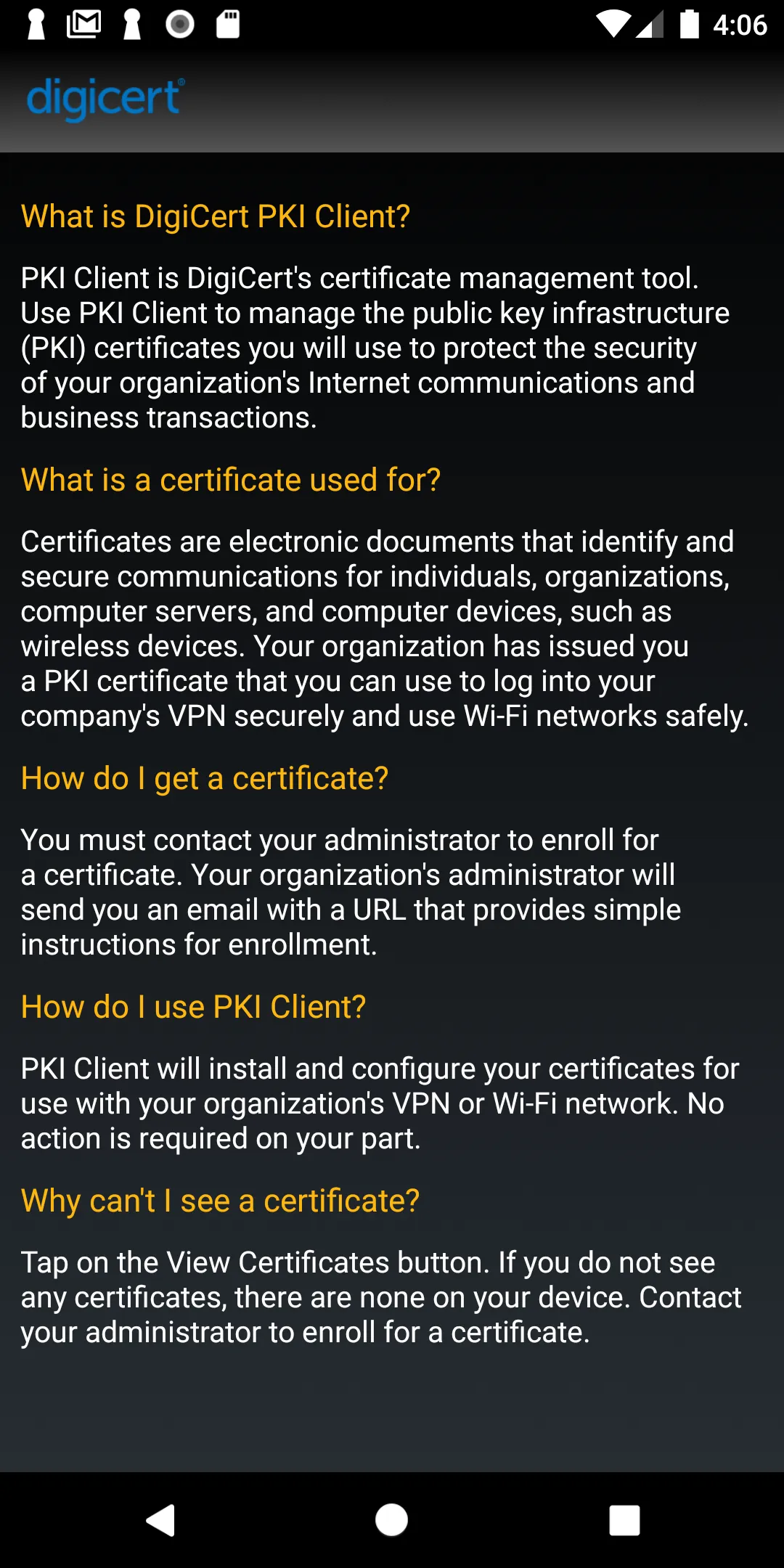 DigiCert PKI Client For Androi | Indus Appstore | Screenshot