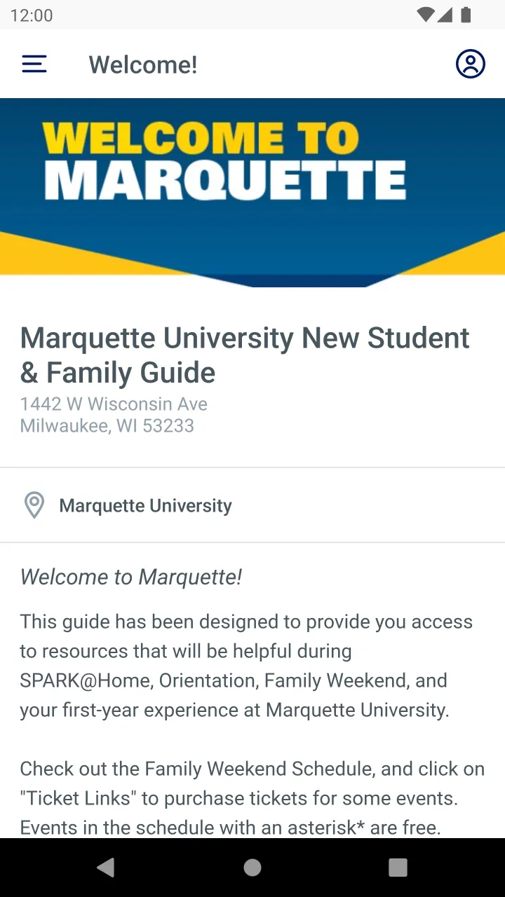 Marquette New Student & Family | Indus Appstore | Screenshot