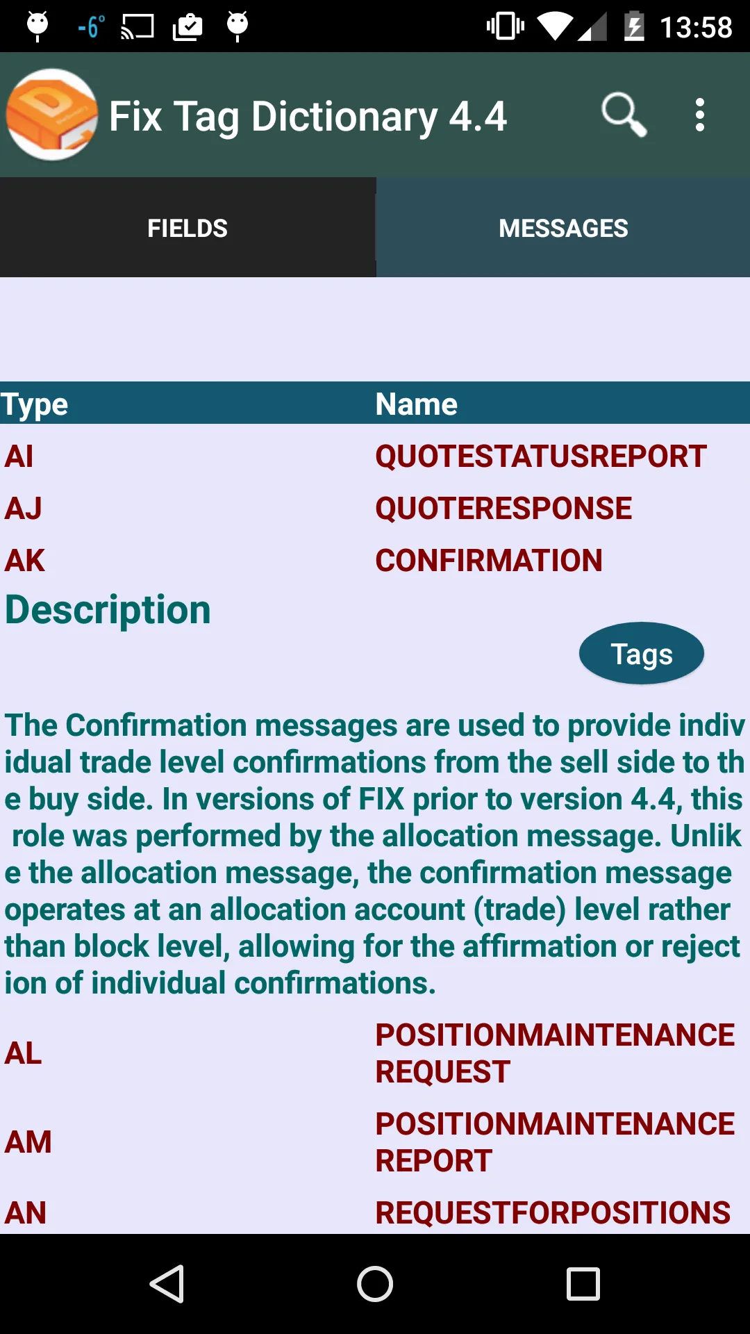 FIX Tag Dictionary | Indus Appstore | Screenshot