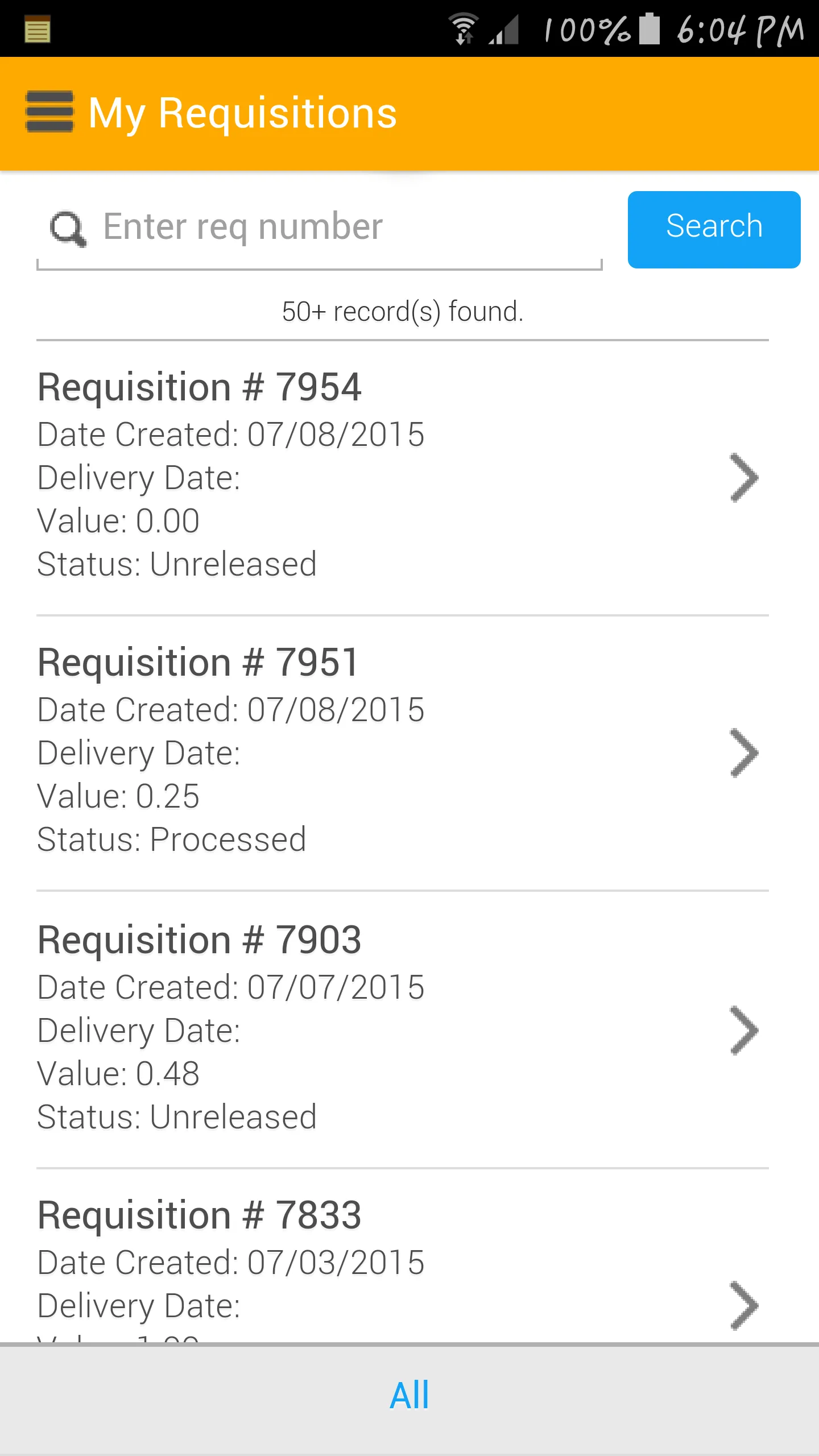 Infor Lawson Requisitions | Indus Appstore | Screenshot