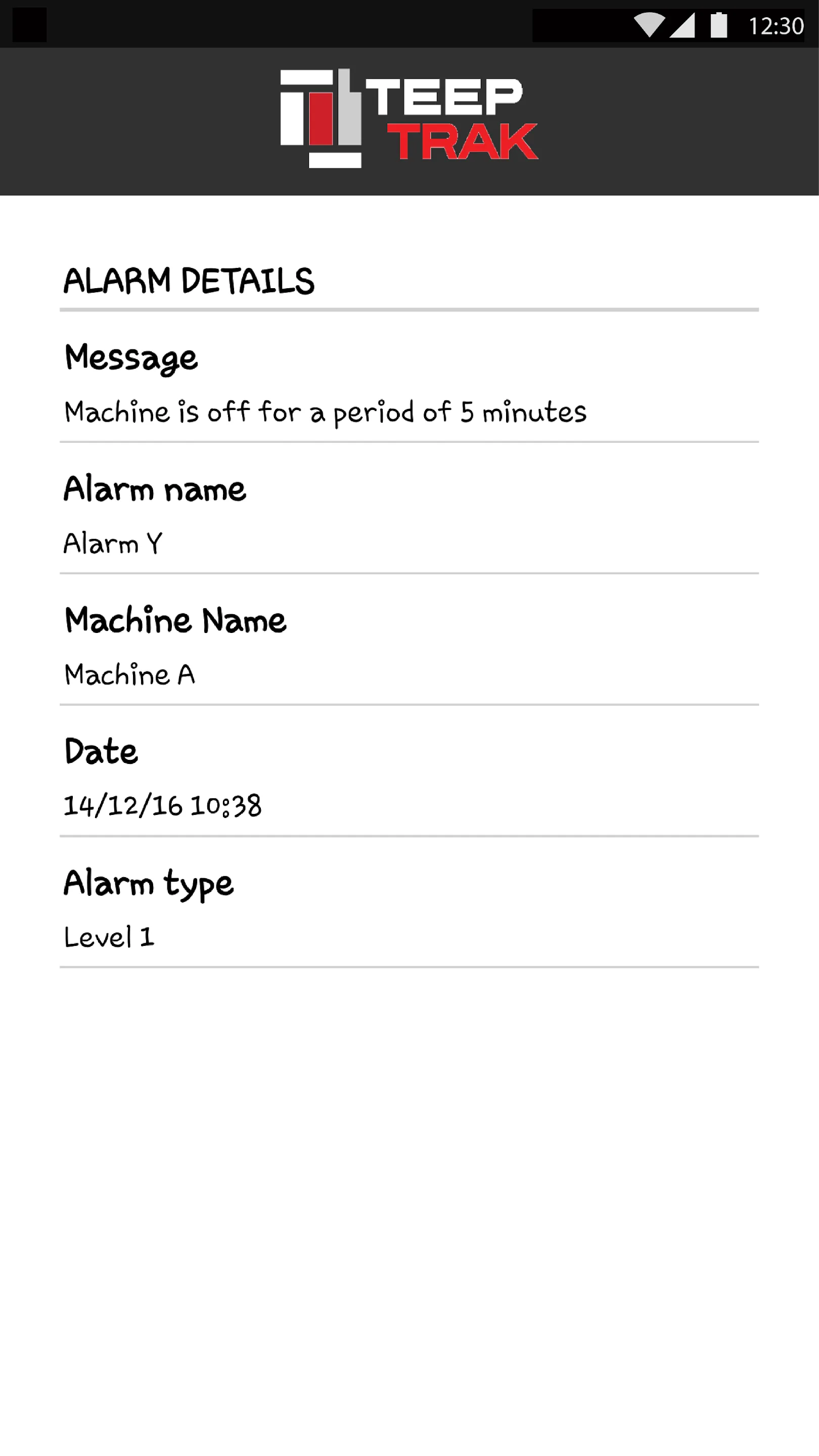 TEEPTRAK Alarm | Indus Appstore | Screenshot