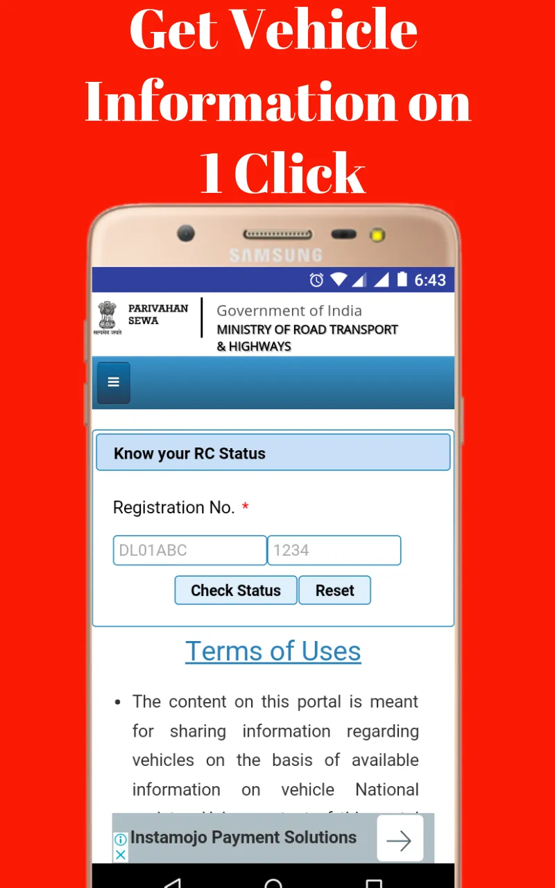 RTO Vehicle Information App | Indus Appstore | Screenshot