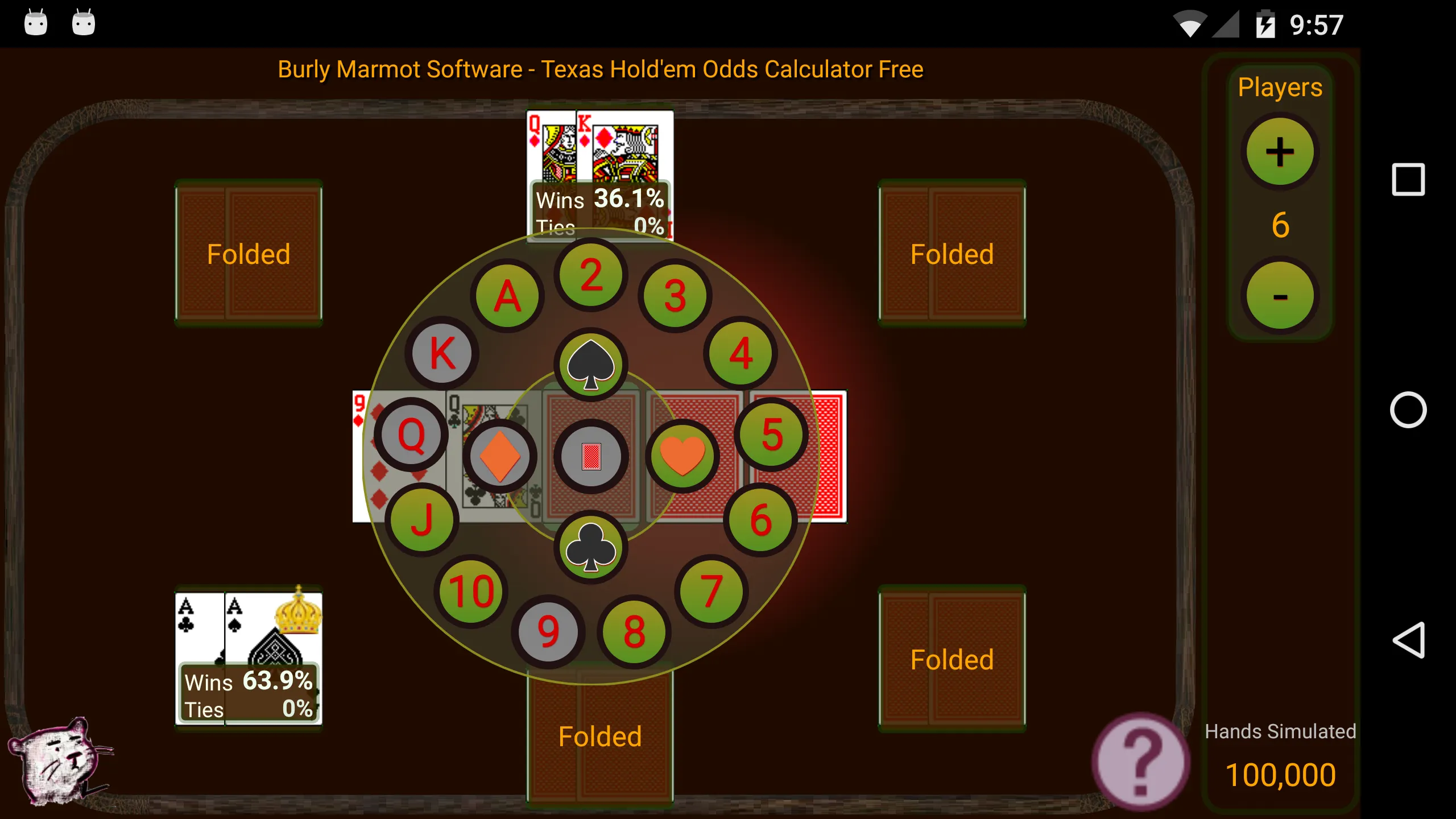 Hold'em Odds Calculator | Indus Appstore | Screenshot