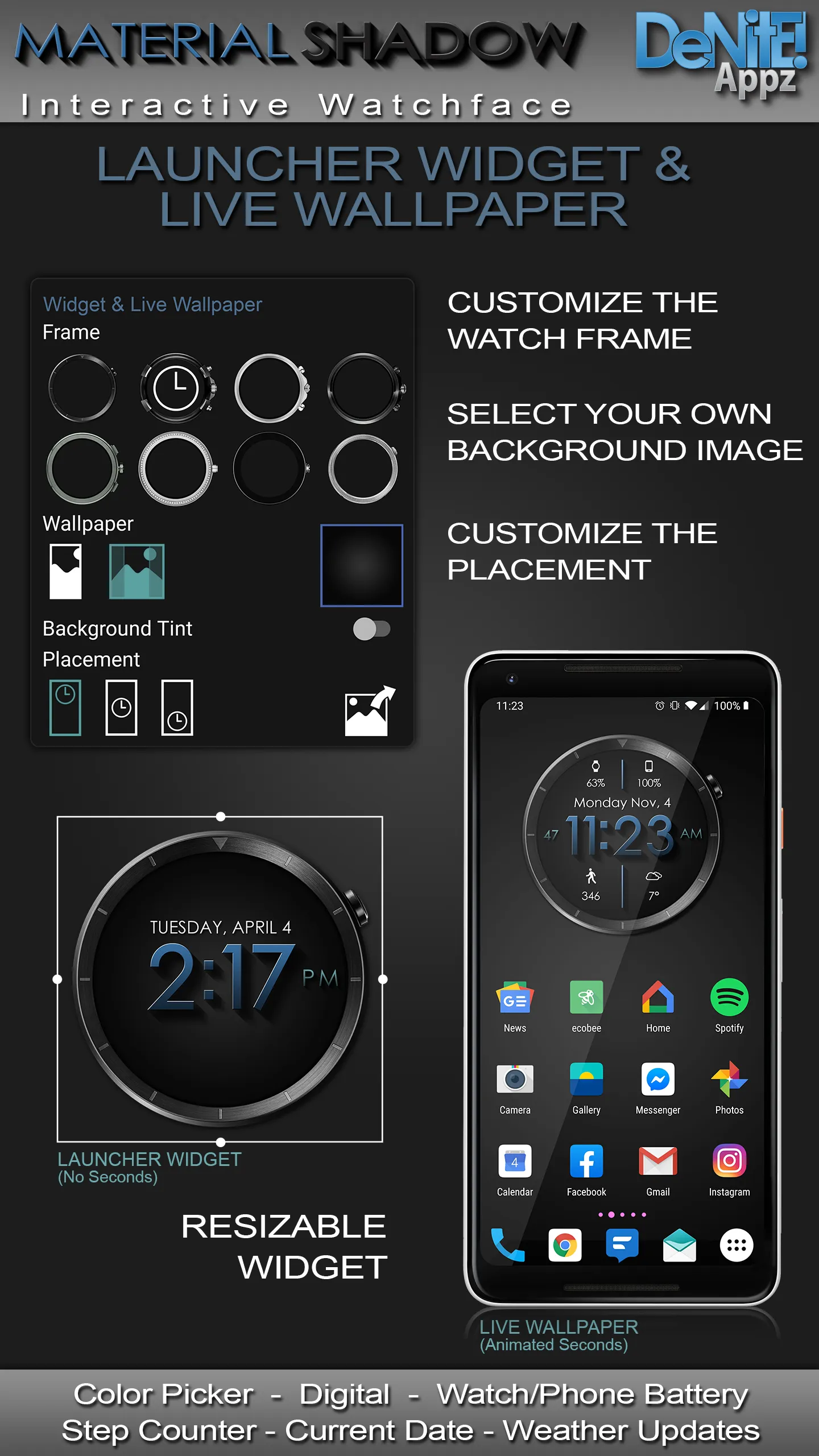 Material Shadow HD Watch Face | Indus Appstore | Screenshot