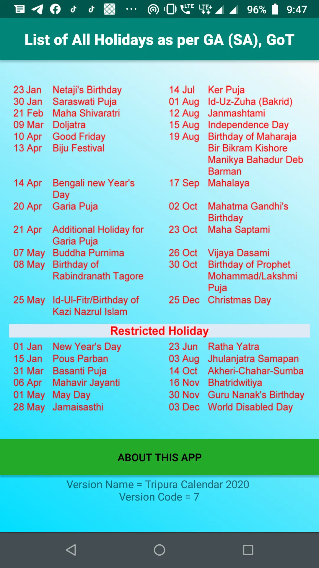 All Tripura Calendar 2024 | Indus Appstore | Screenshot