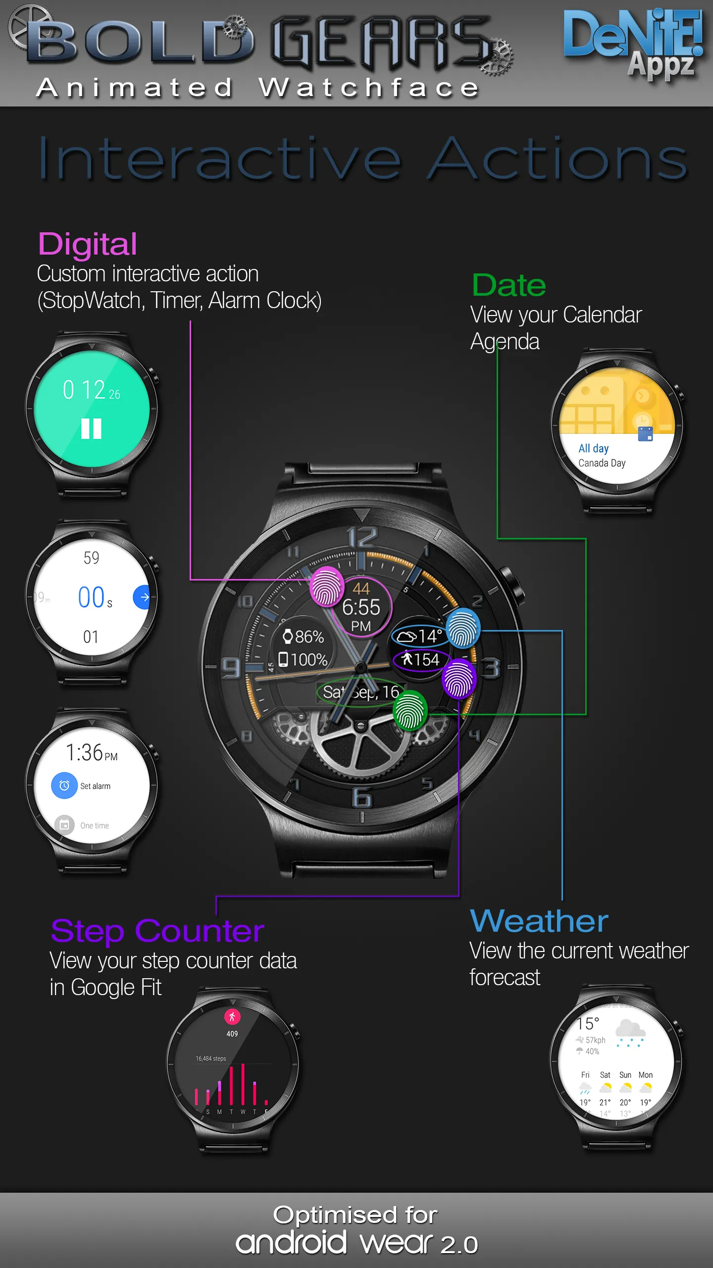 Bold Gears HD Watch Face | Indus Appstore | Screenshot