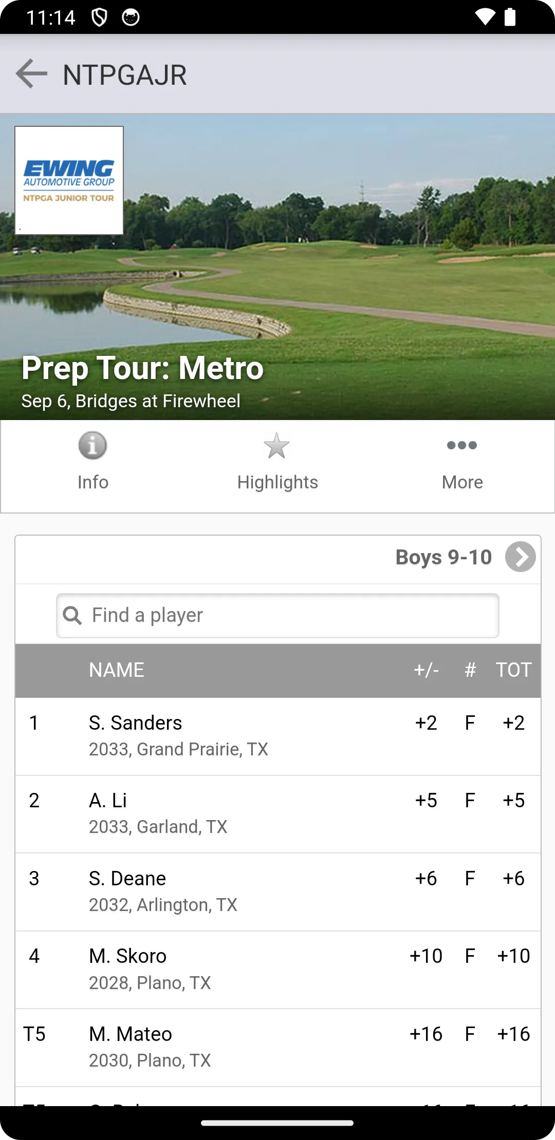 Northern Texas PGA Junior Tour | Indus Appstore | Screenshot