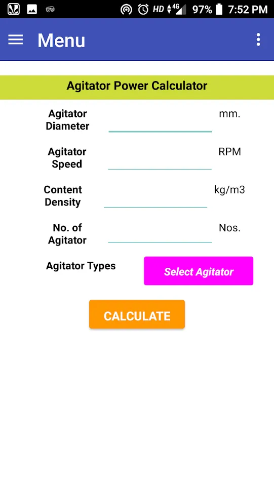 Agitator Power Calculator | Indus Appstore | Screenshot