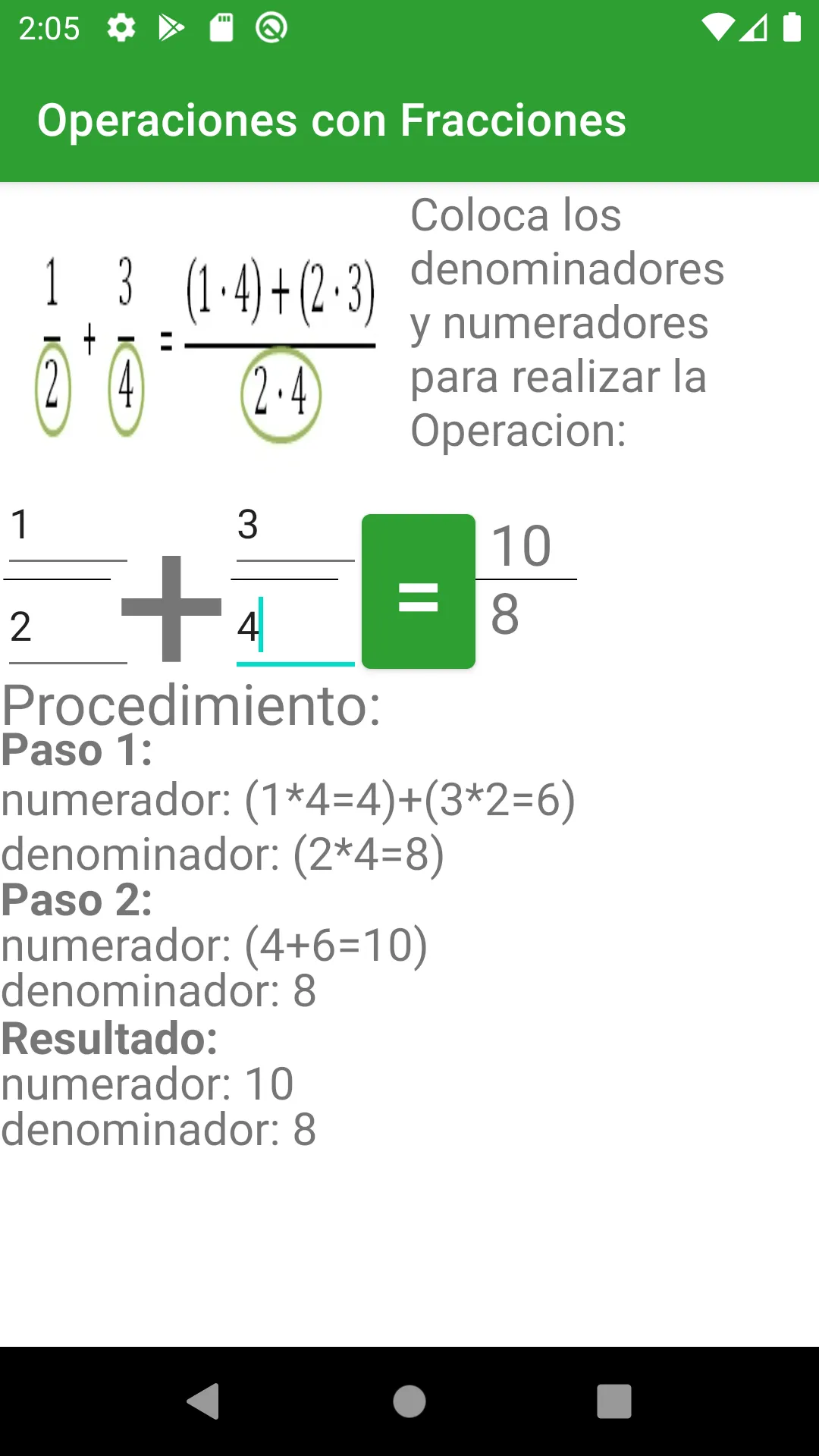 Operaciones con Fracciones | Indus Appstore | Screenshot