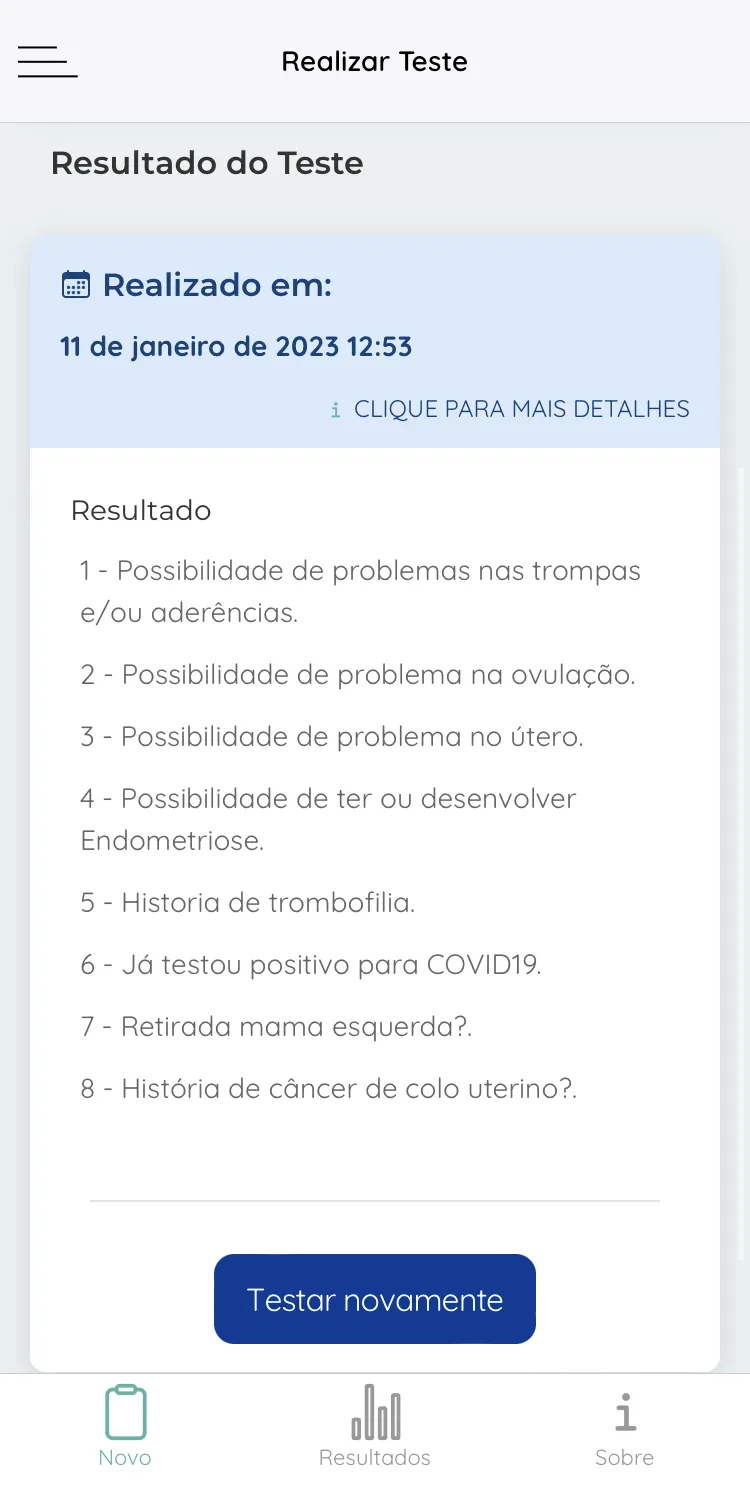 Teste de Fertilidade | Indus Appstore | Screenshot