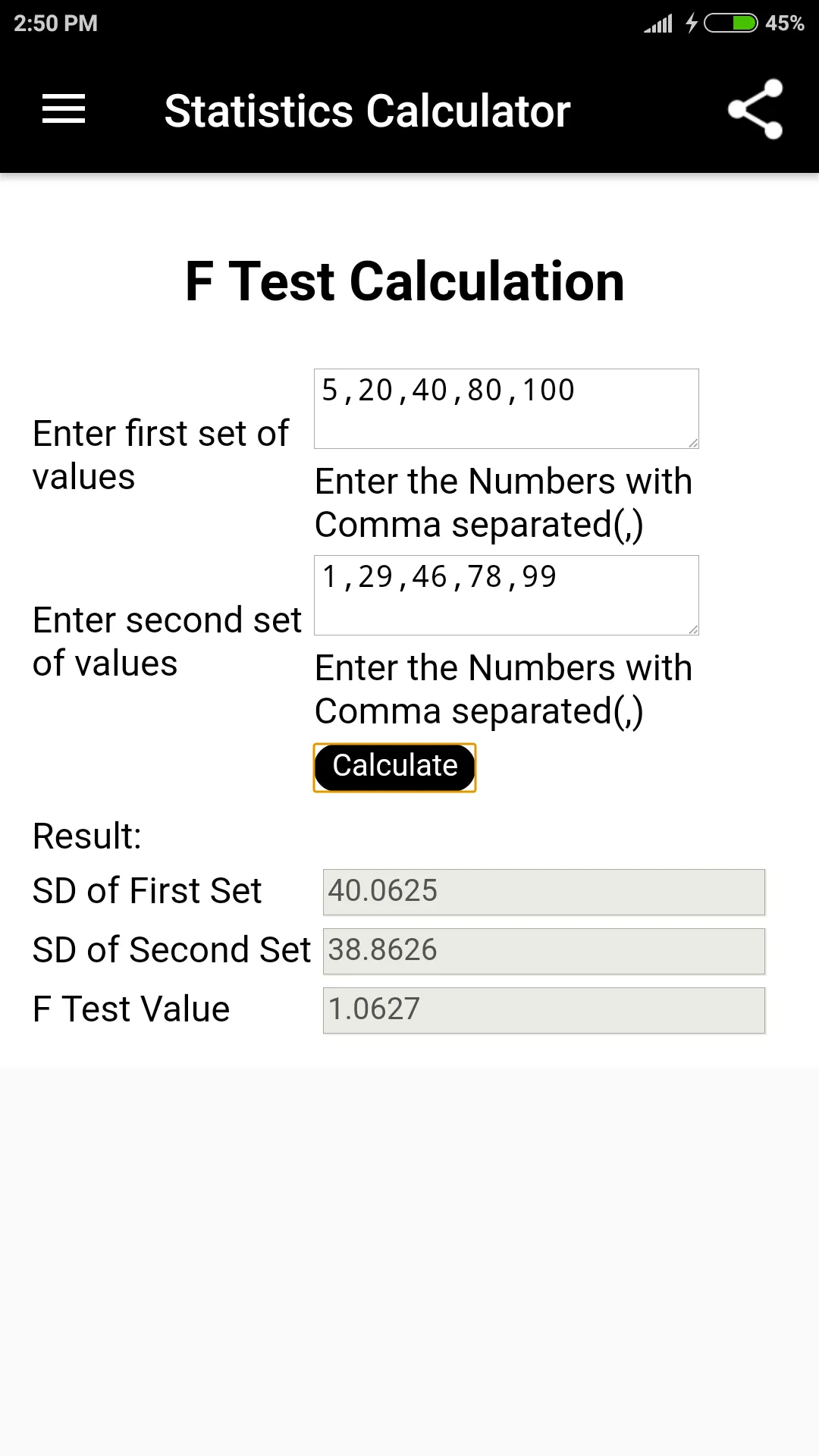 Statistics Calculator | Indus Appstore | Screenshot