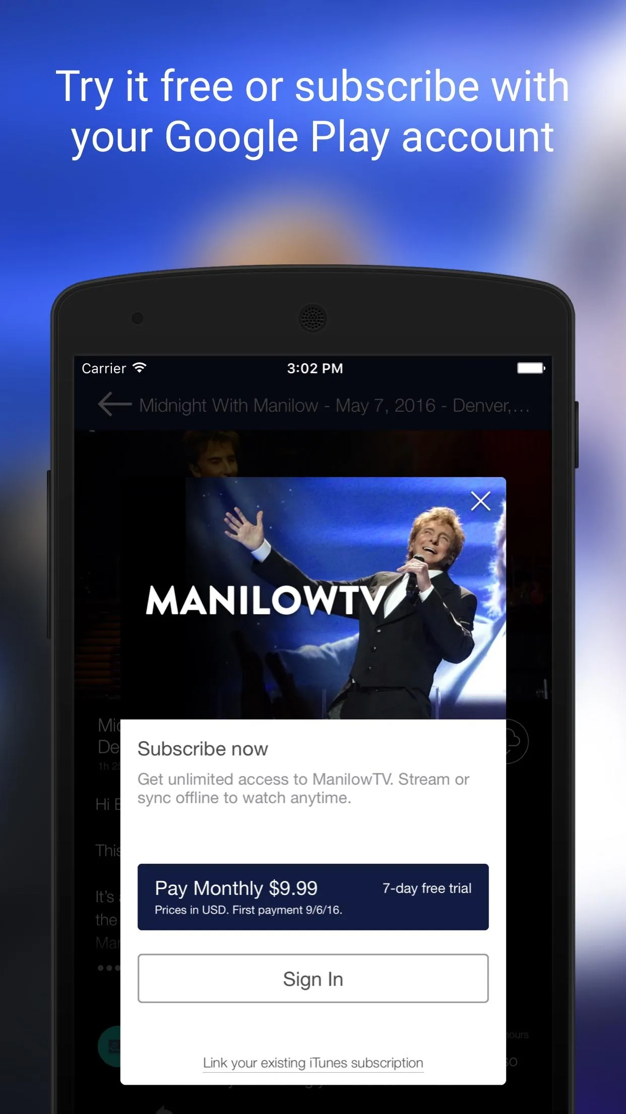 ManilowTV | Indus Appstore | Screenshot