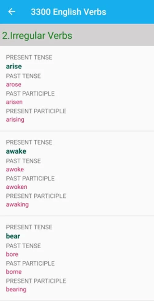 3300 English Verbs - Tenses | Indus Appstore | Screenshot