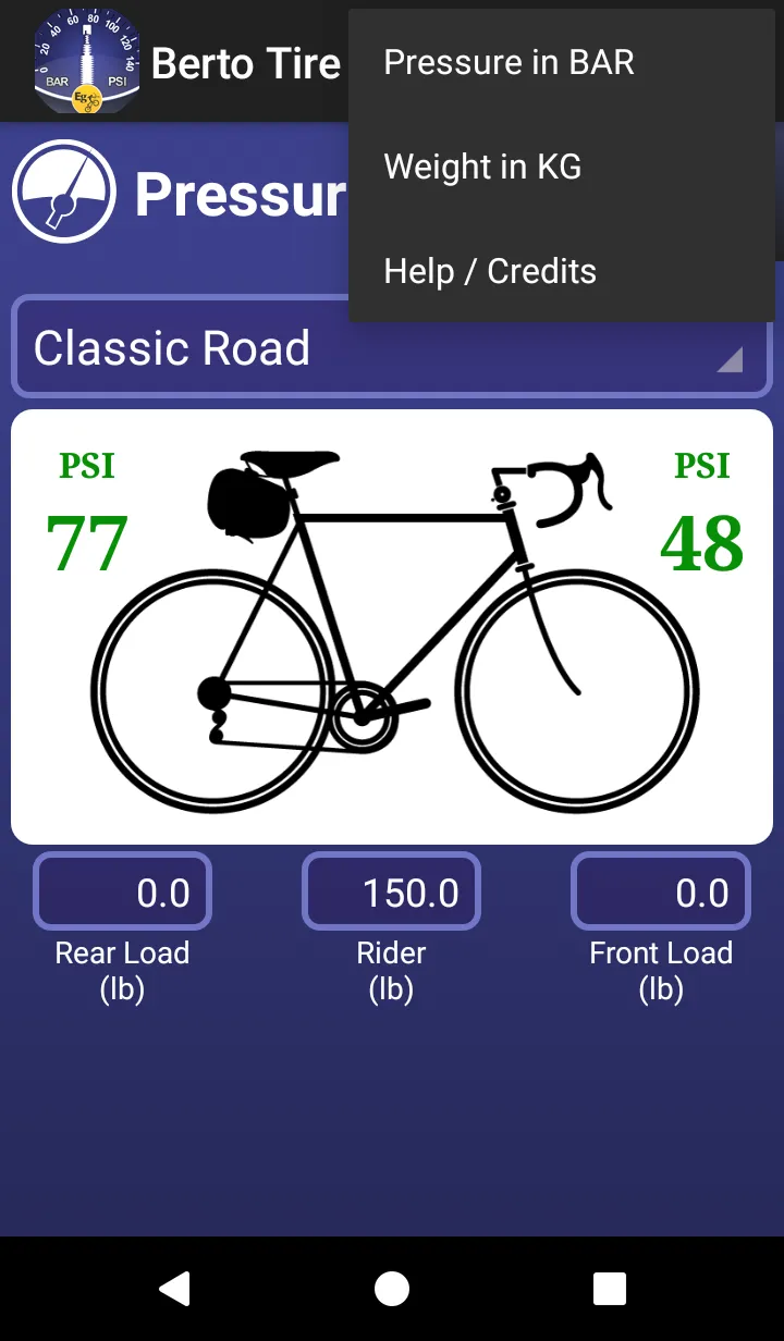 Bicycle Tire Pressure Demo | Indus Appstore | Screenshot