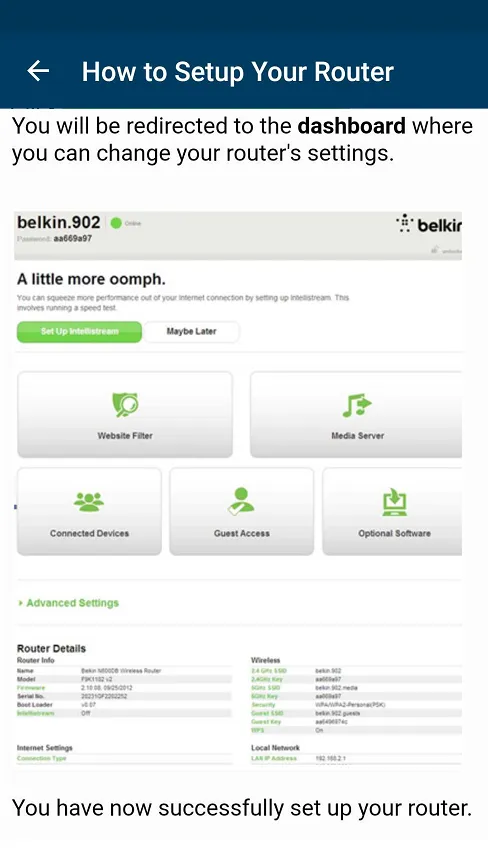 Belkin Router Setup Guide | Indus Appstore | Screenshot