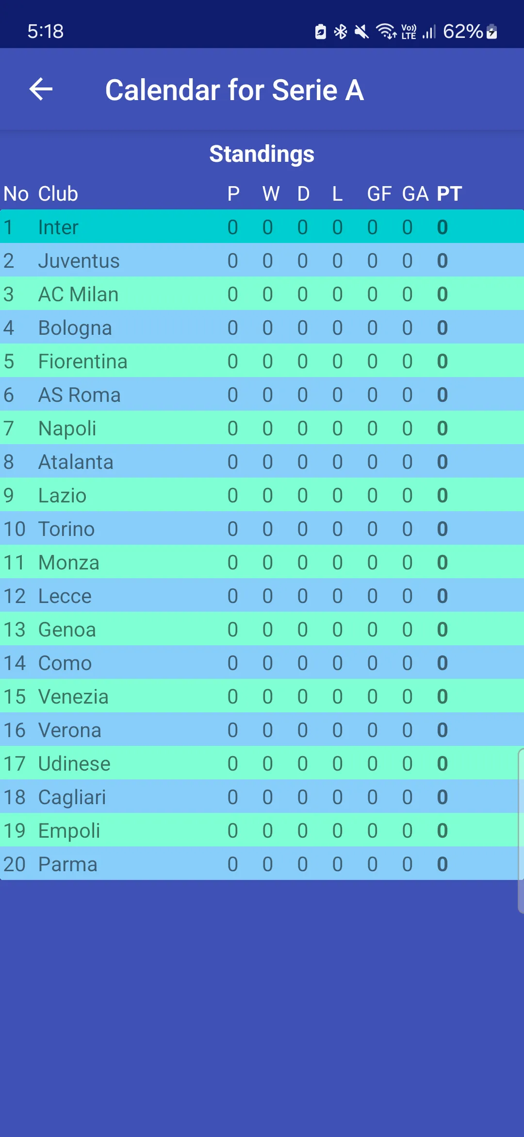 Calendar for Serie A | Indus Appstore | Screenshot