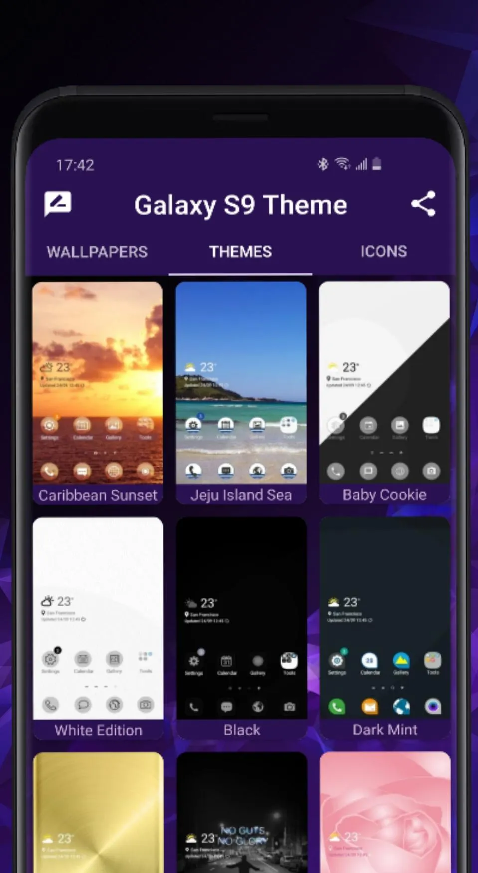 Galaxy S9 purple Theme | Indus Appstore | Screenshot