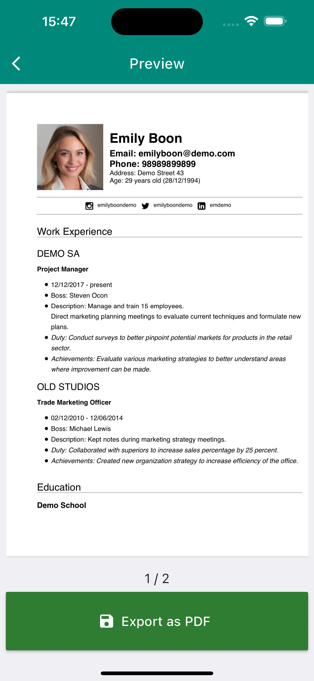 iCV - Curriculum Vitae | Indus Appstore | Screenshot