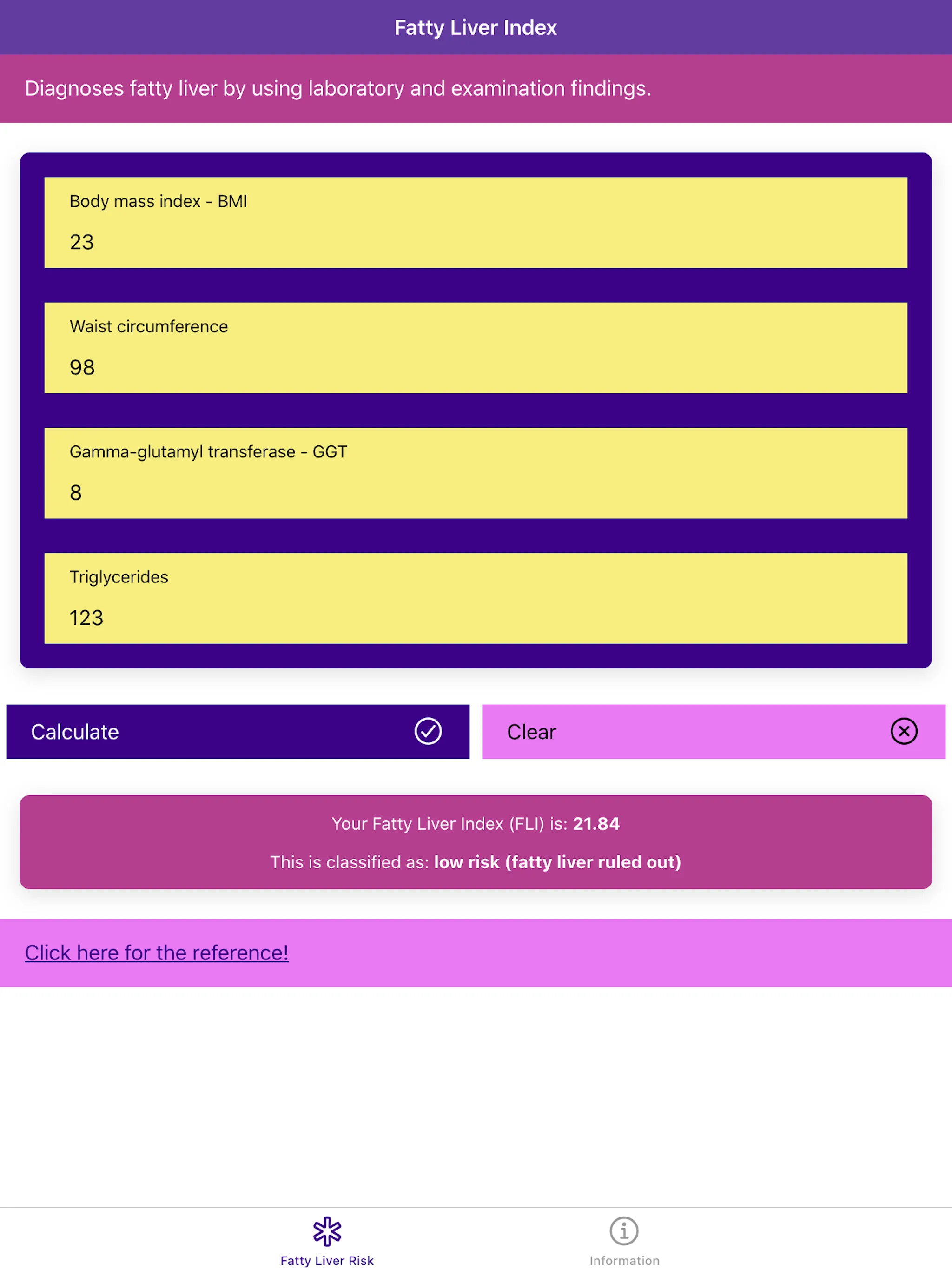 Fatty Liver Risk | Indus Appstore | Screenshot