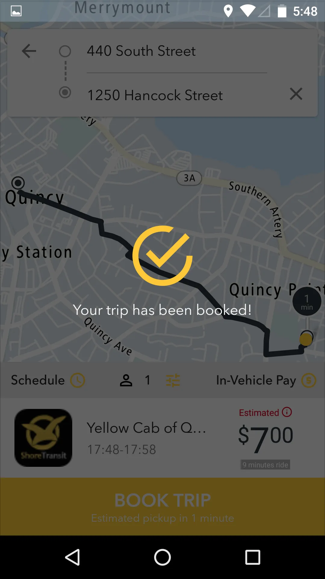 Yellow Cab of Quincy | Indus Appstore | Screenshot