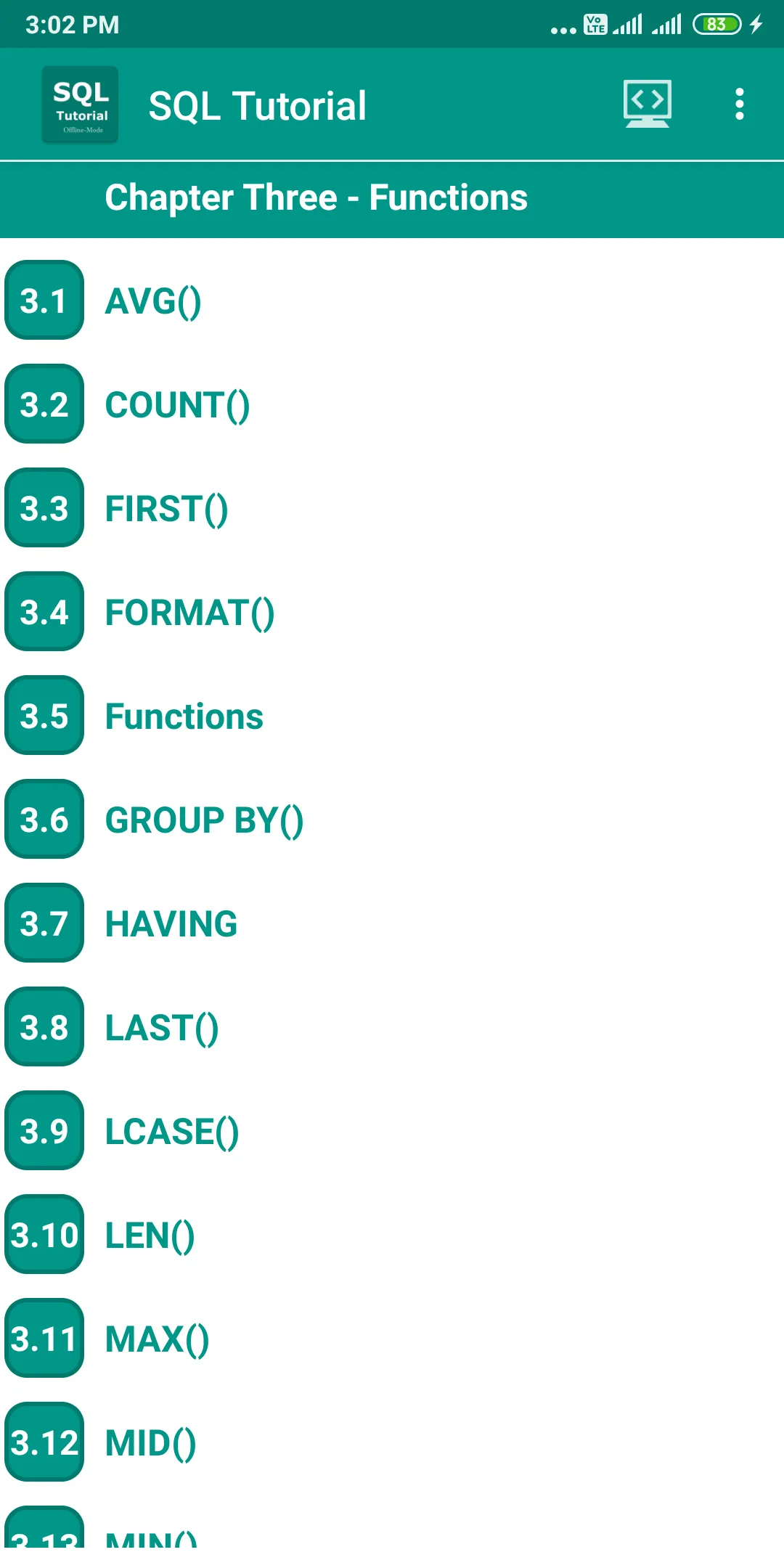 SQL Tutorial | Indus Appstore | Screenshot