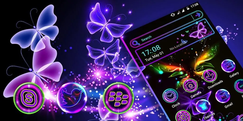 Glow Butterfly Launcher Theme | Indus Appstore | Screenshot