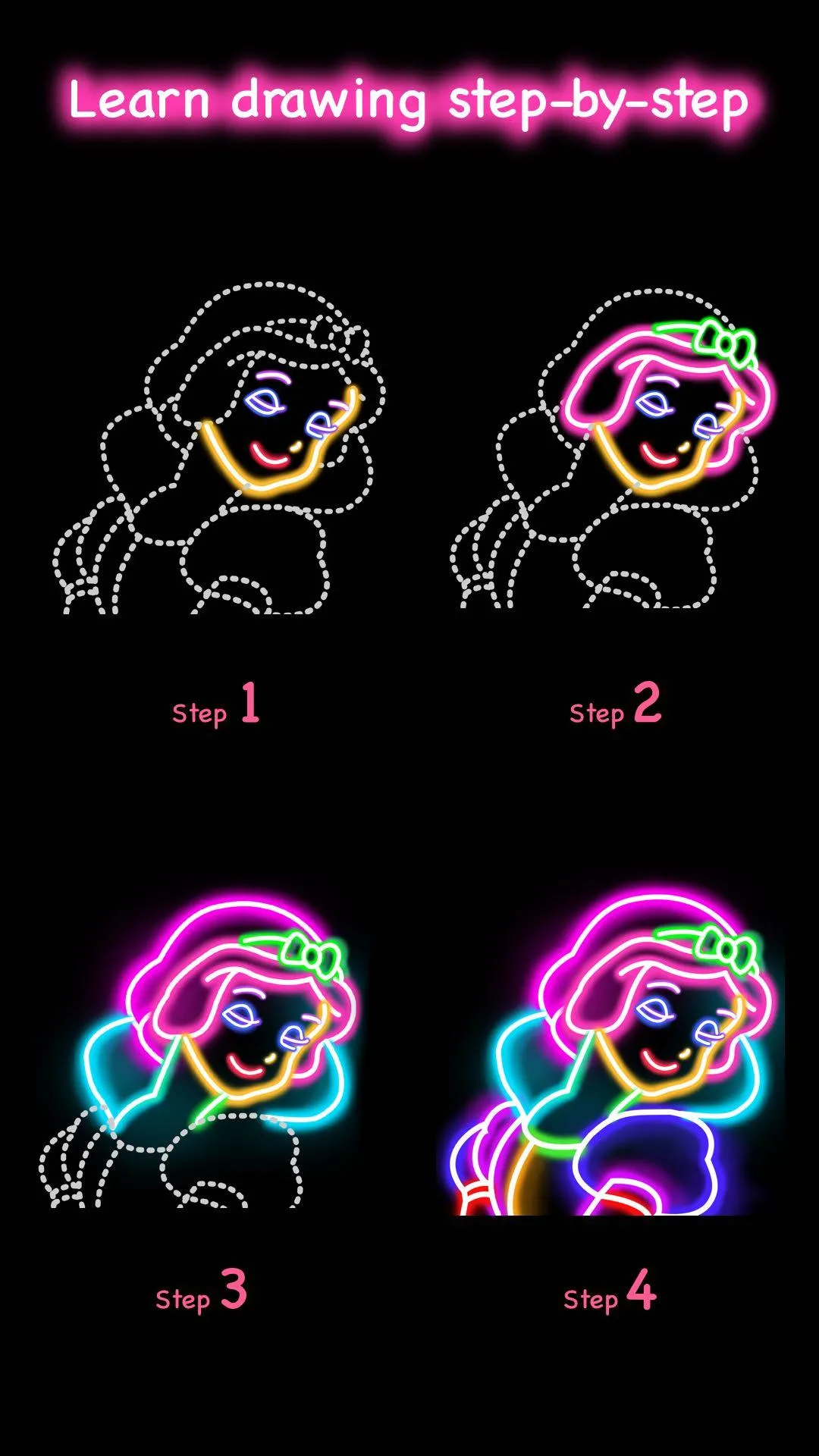 Learn To Draw Glow Princess | Indus Appstore | Screenshot