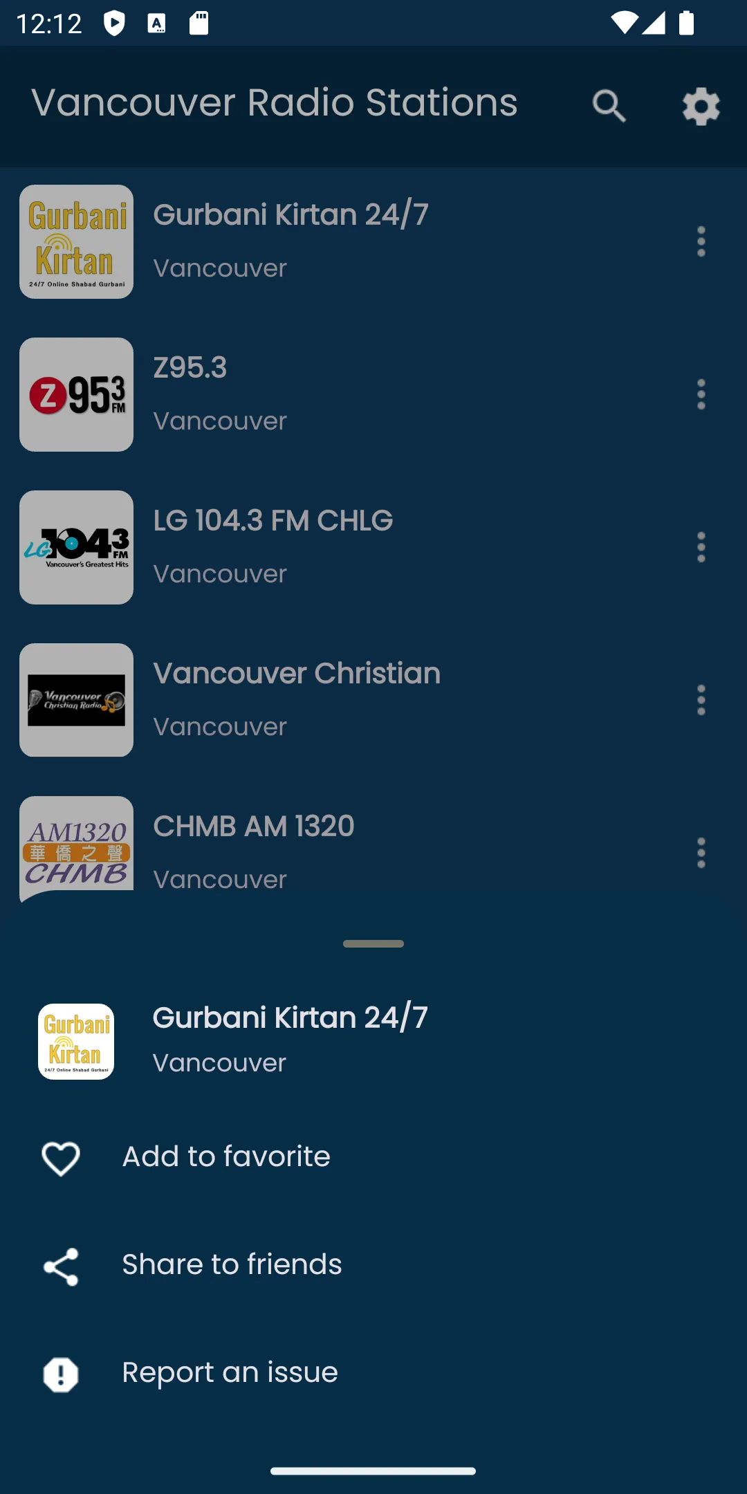 Radios from Vancouver | Indus Appstore | Screenshot