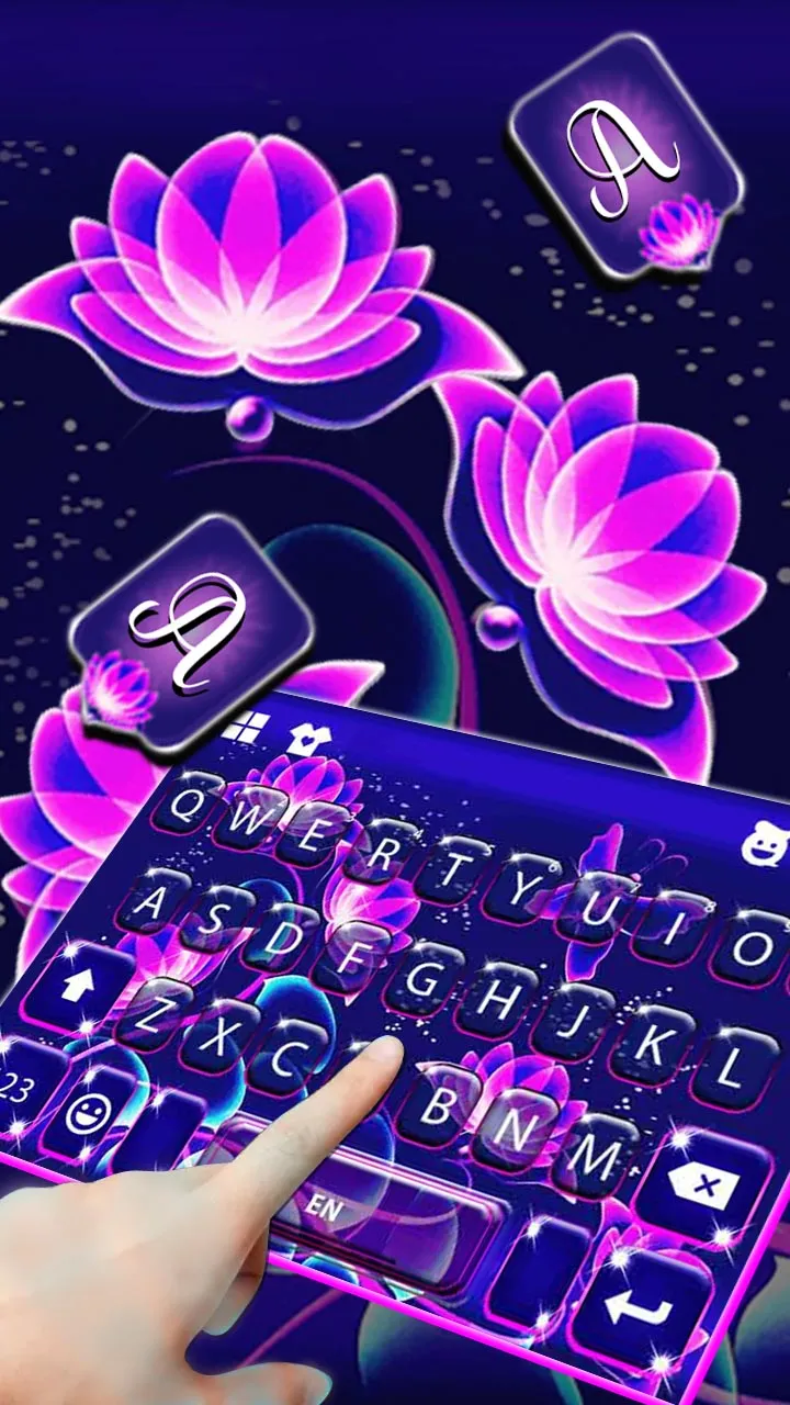 Purple Neon Flowers Keyboard T | Indus Appstore | Screenshot