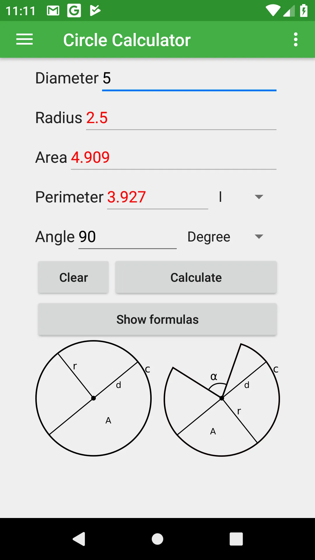 Circle Calculator | Indus Appstore | Screenshot