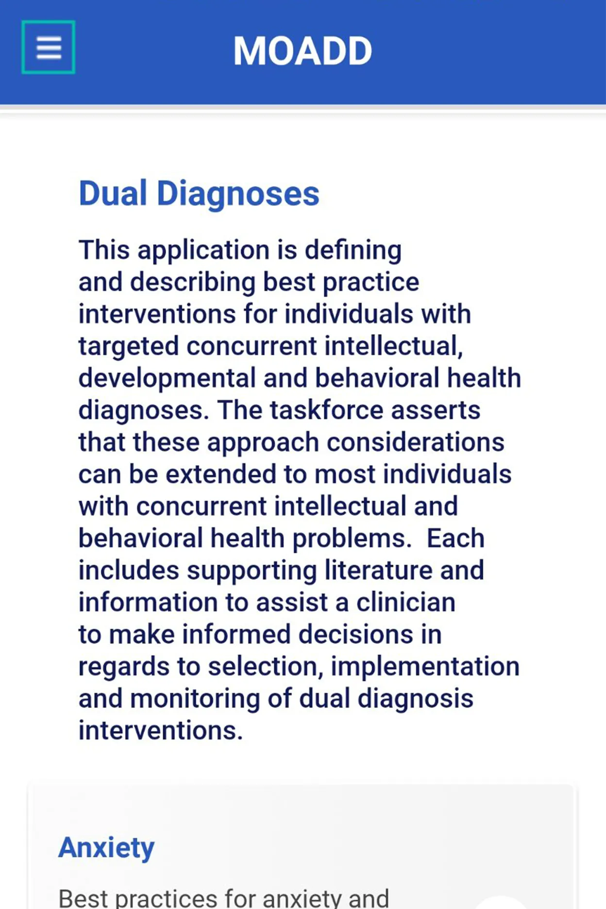 MO Alliance for Dual Diagnosis | Indus Appstore | Screenshot