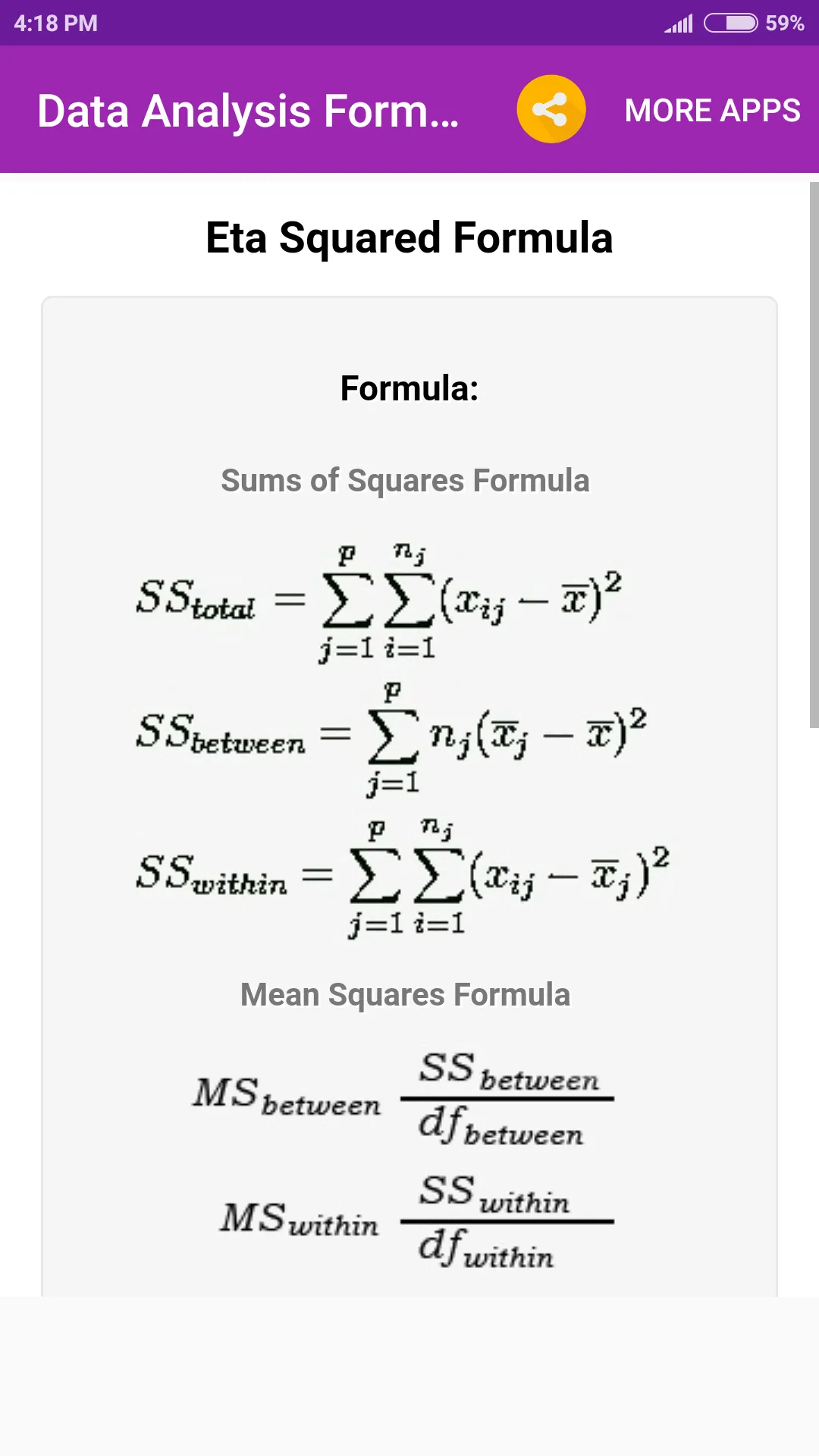 Data Analysis Formulas | Indus Appstore | Screenshot