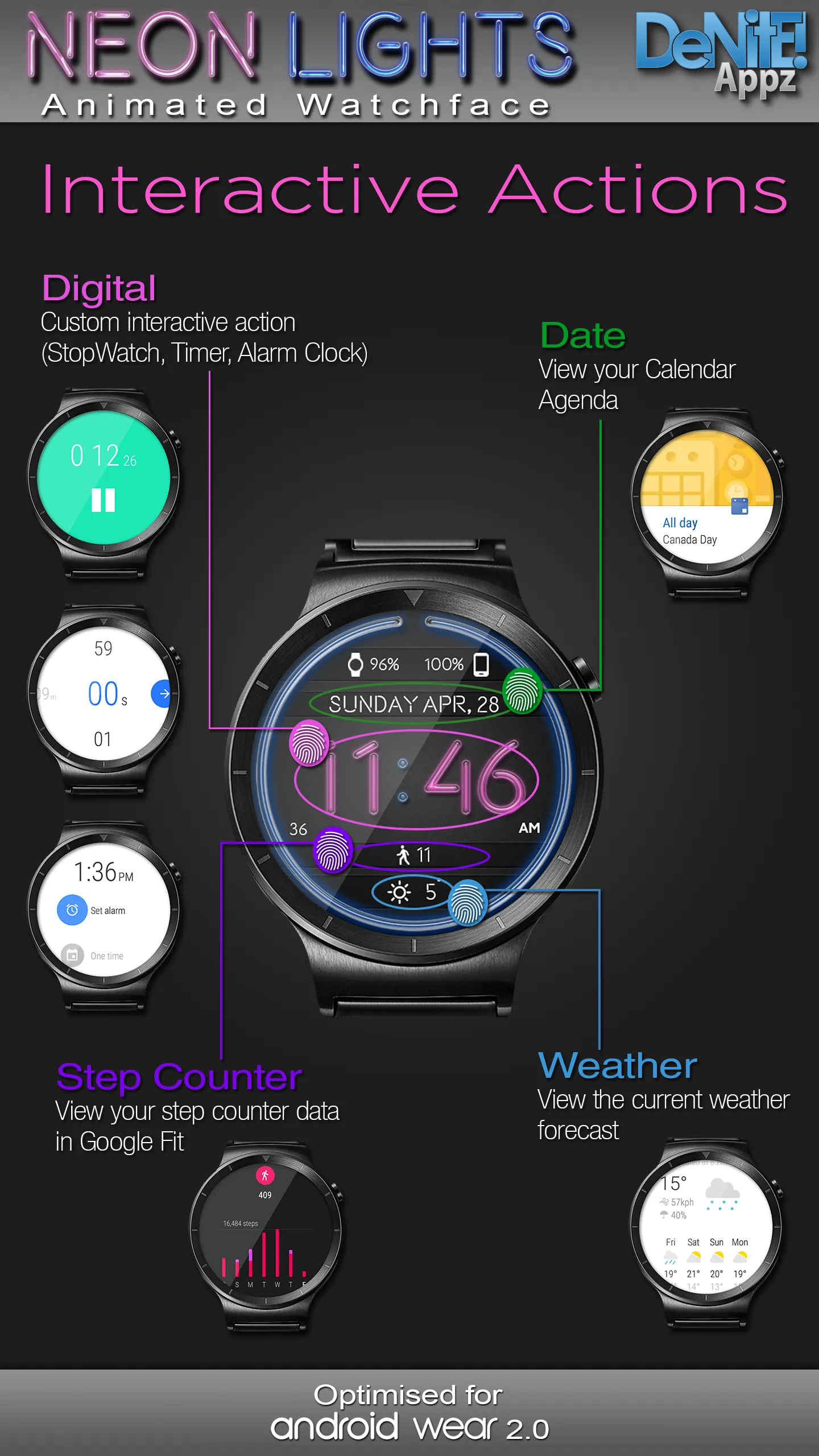 Neon Lights HD Watch Face | Indus Appstore | Screenshot