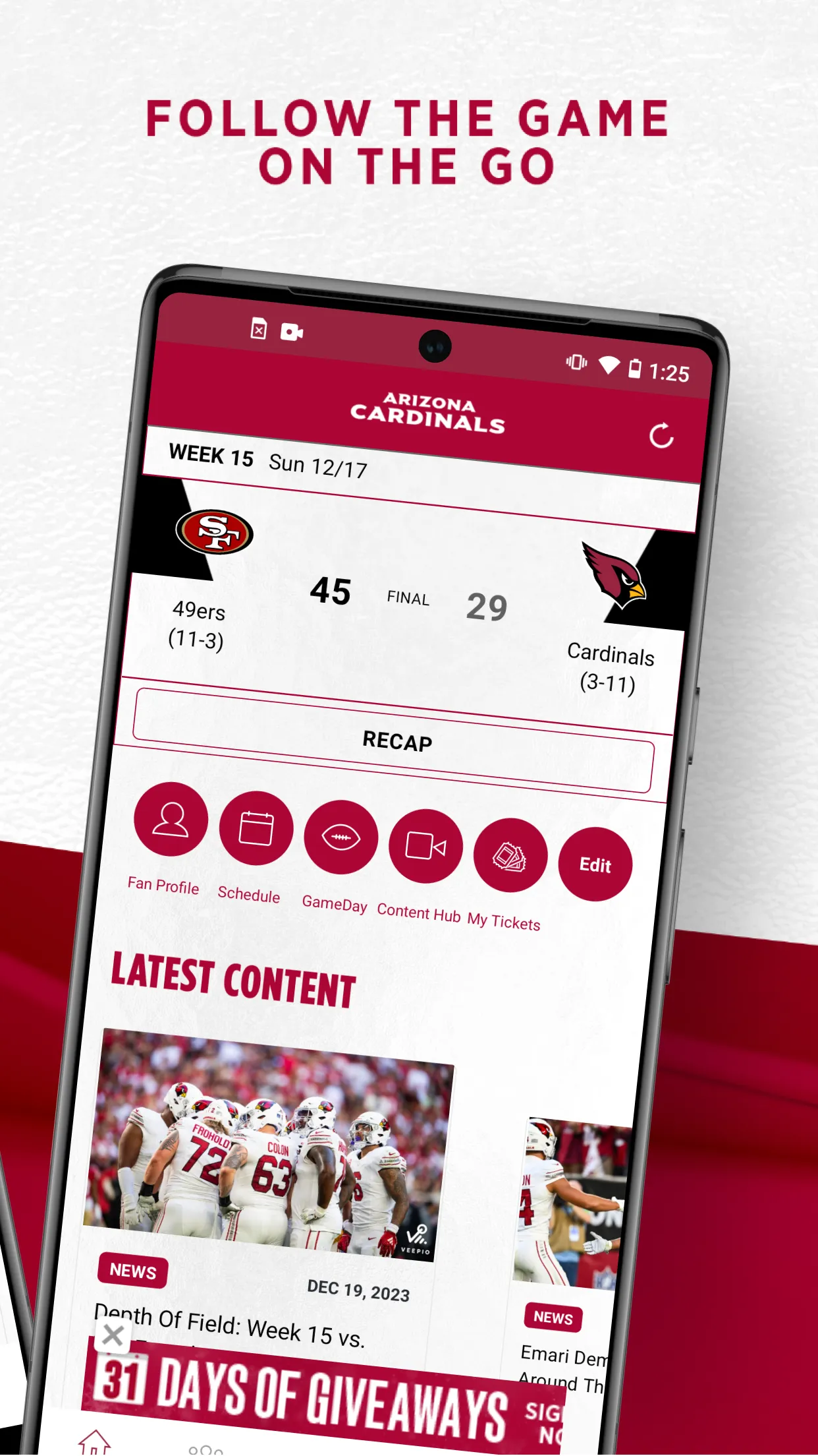 Arizona Cardinals Mobile | Indus Appstore | Screenshot