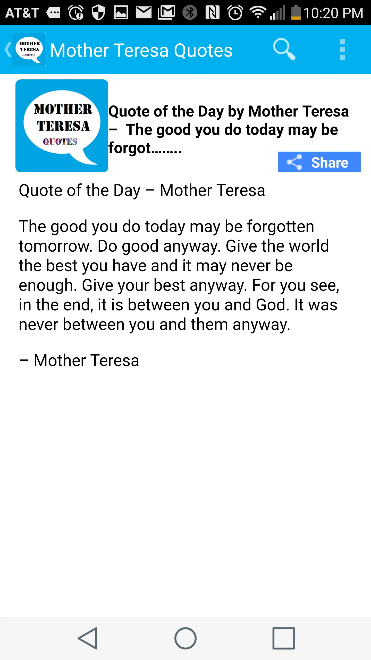 Mother Teresa Quote of the Day | Indus Appstore | Screenshot