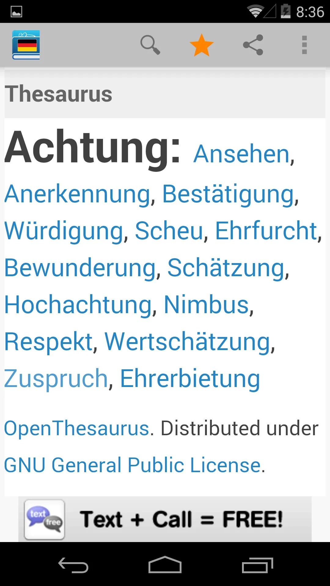 German Dictionary by Farlex | Indus Appstore | Screenshot