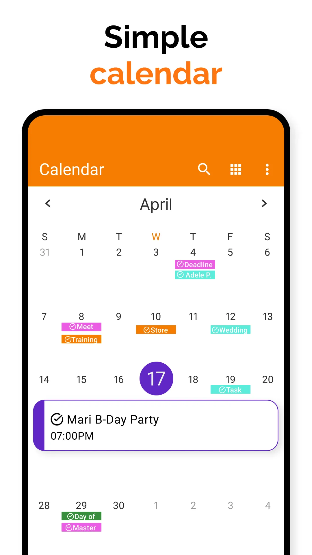 Simple Calendar | Indus Appstore | Screenshot