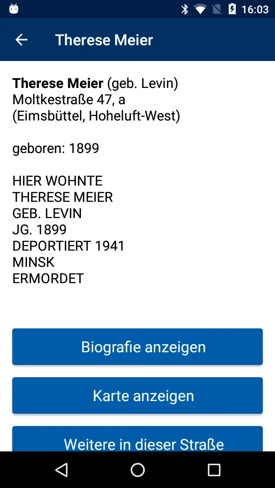 Stolpersteine Hamburg | Indus Appstore | Screenshot