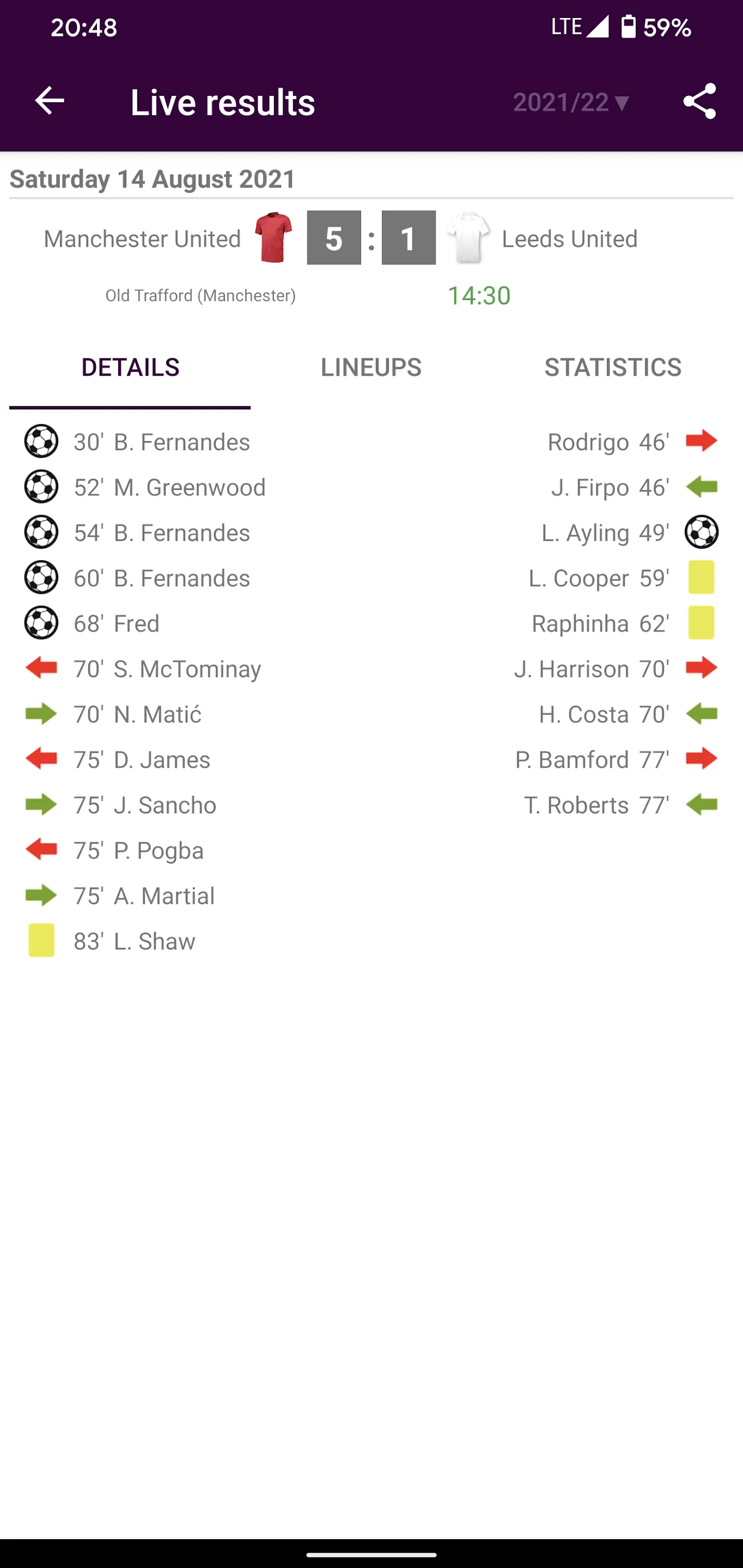 Live Scores for Premier League | Indus Appstore | Screenshot