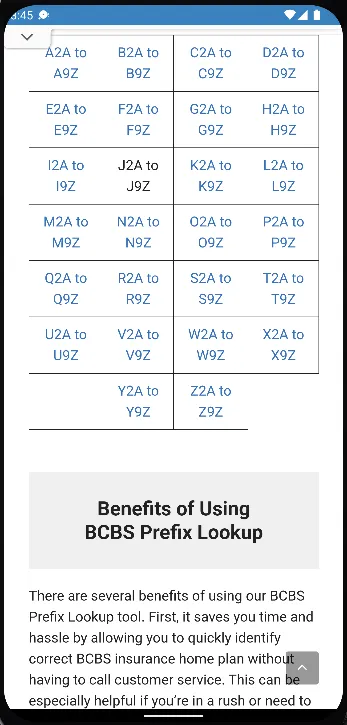 BCBS Prefix List Lookup | Indus Appstore | Screenshot