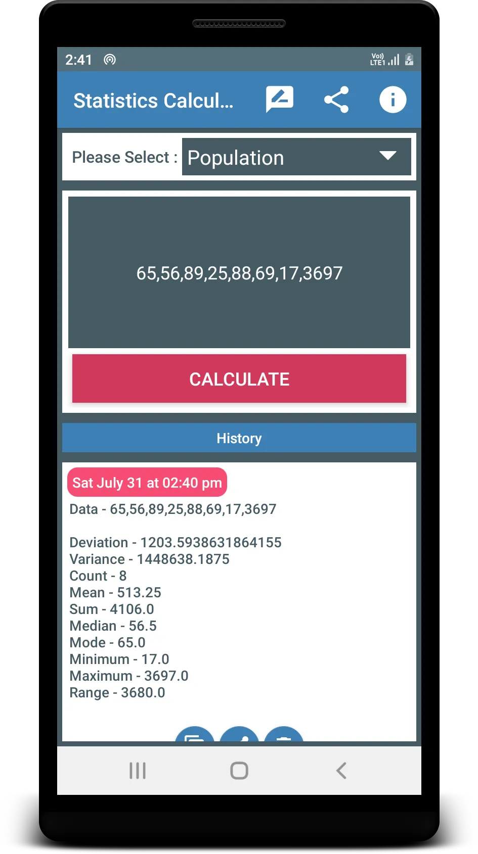 Statistics Calculator | Indus Appstore | Screenshot