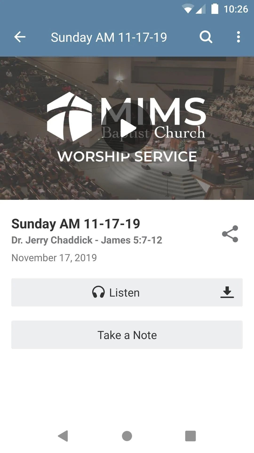 Mims Baptist Church | Indus Appstore | Screenshot