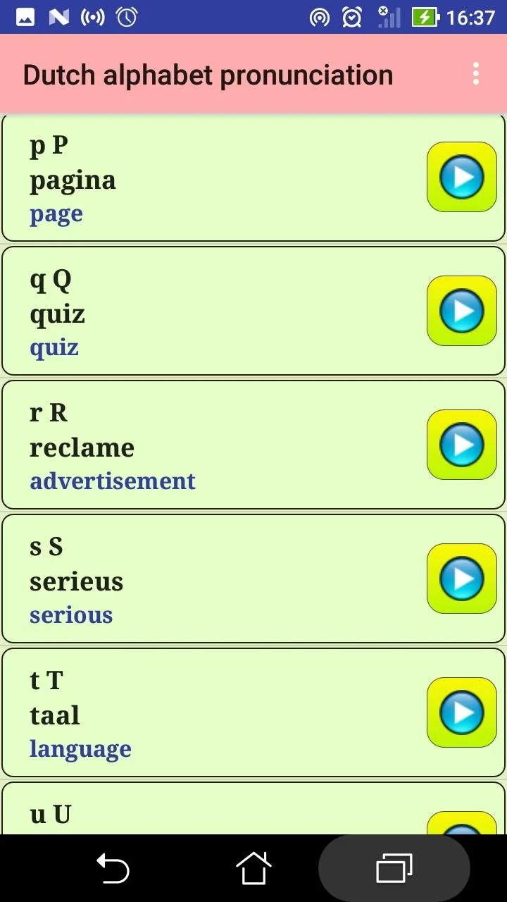 Dutch alphabet pronunciation | Indus Appstore | Screenshot
