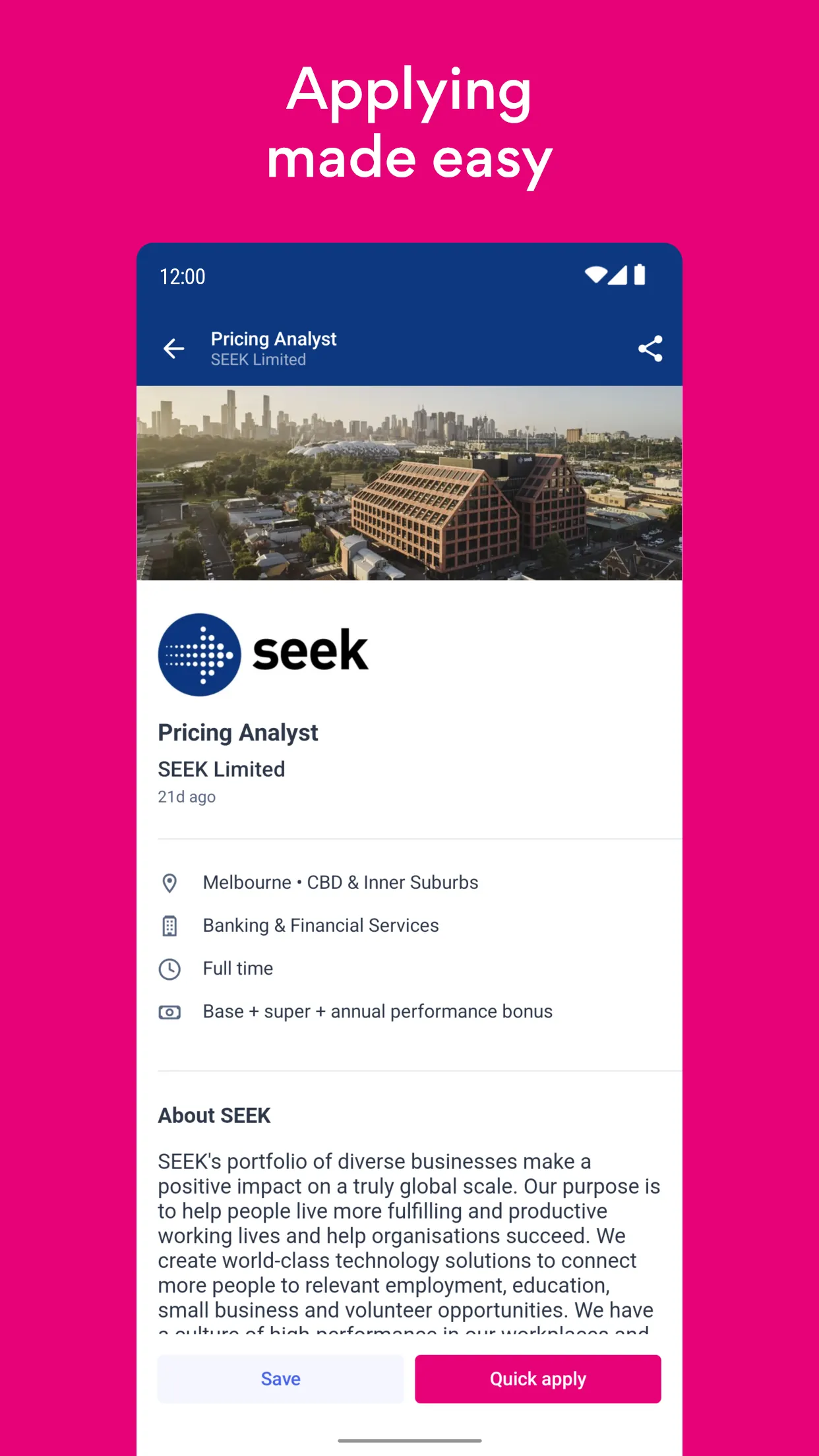 SEEK Jobs & Employment | Indus Appstore | Screenshot