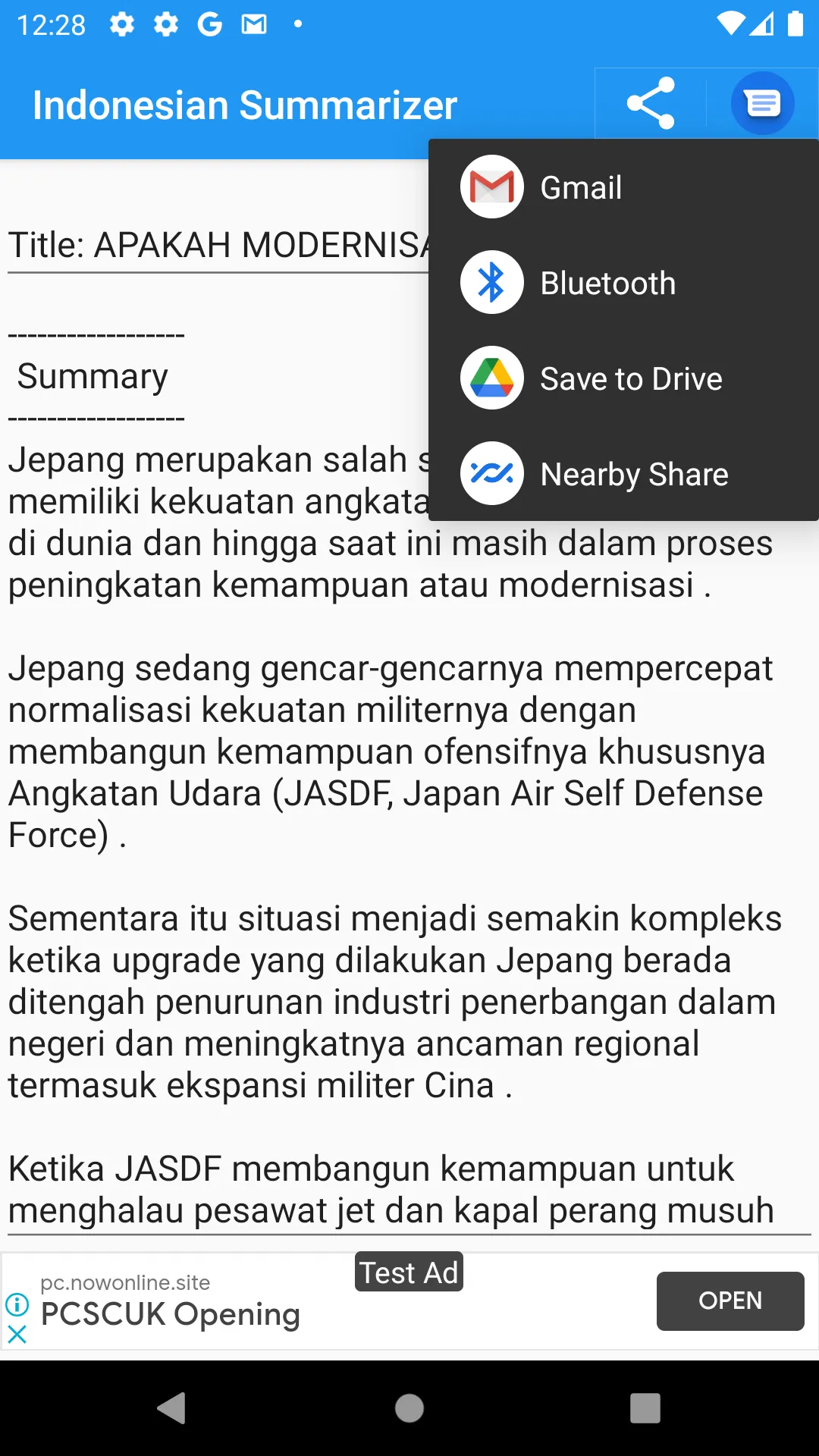 Indonesian Text Summarizer | Indus Appstore | Screenshot