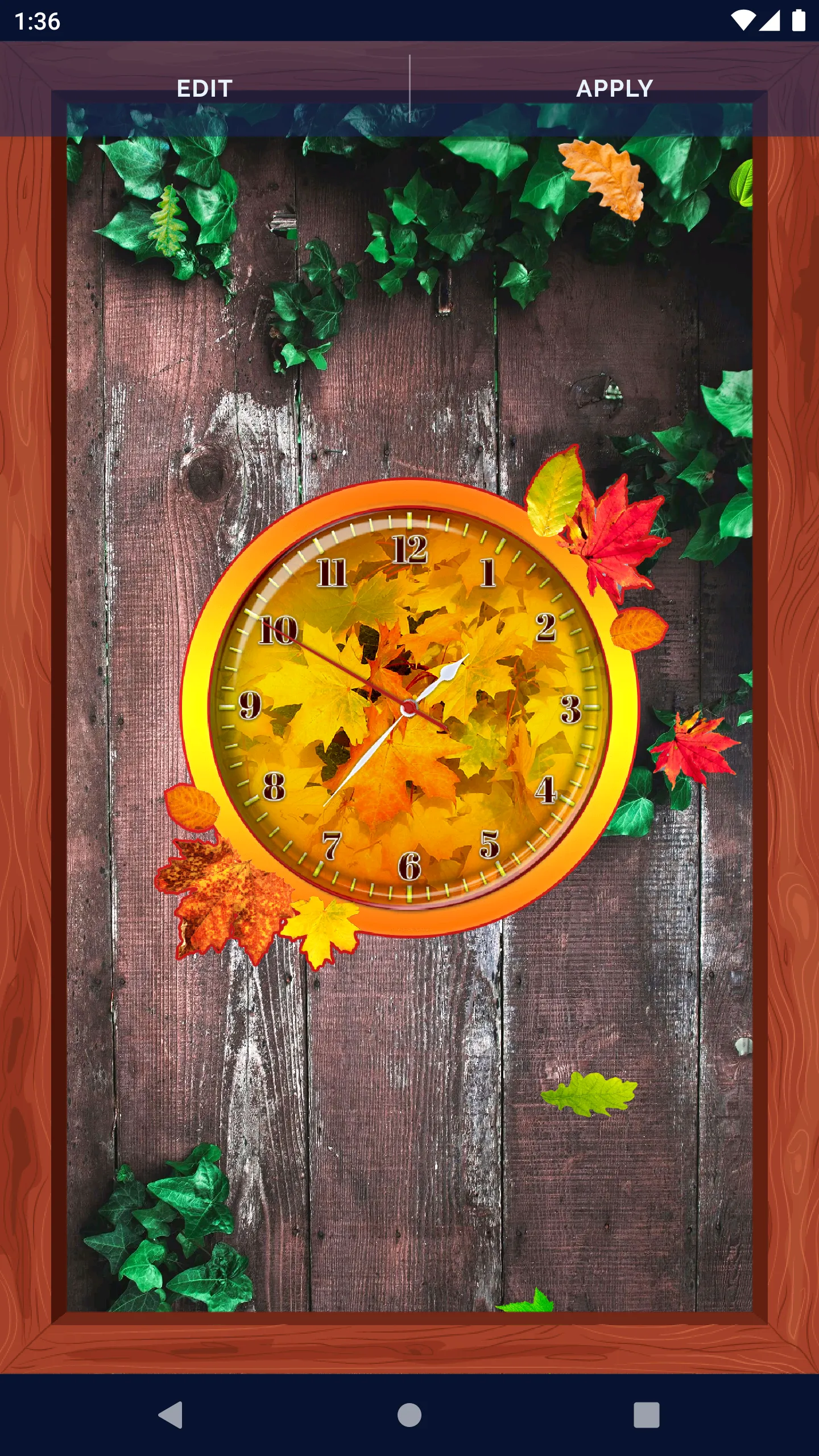 Forest Leaves Clock Wallpaper | Indus Appstore | Screenshot