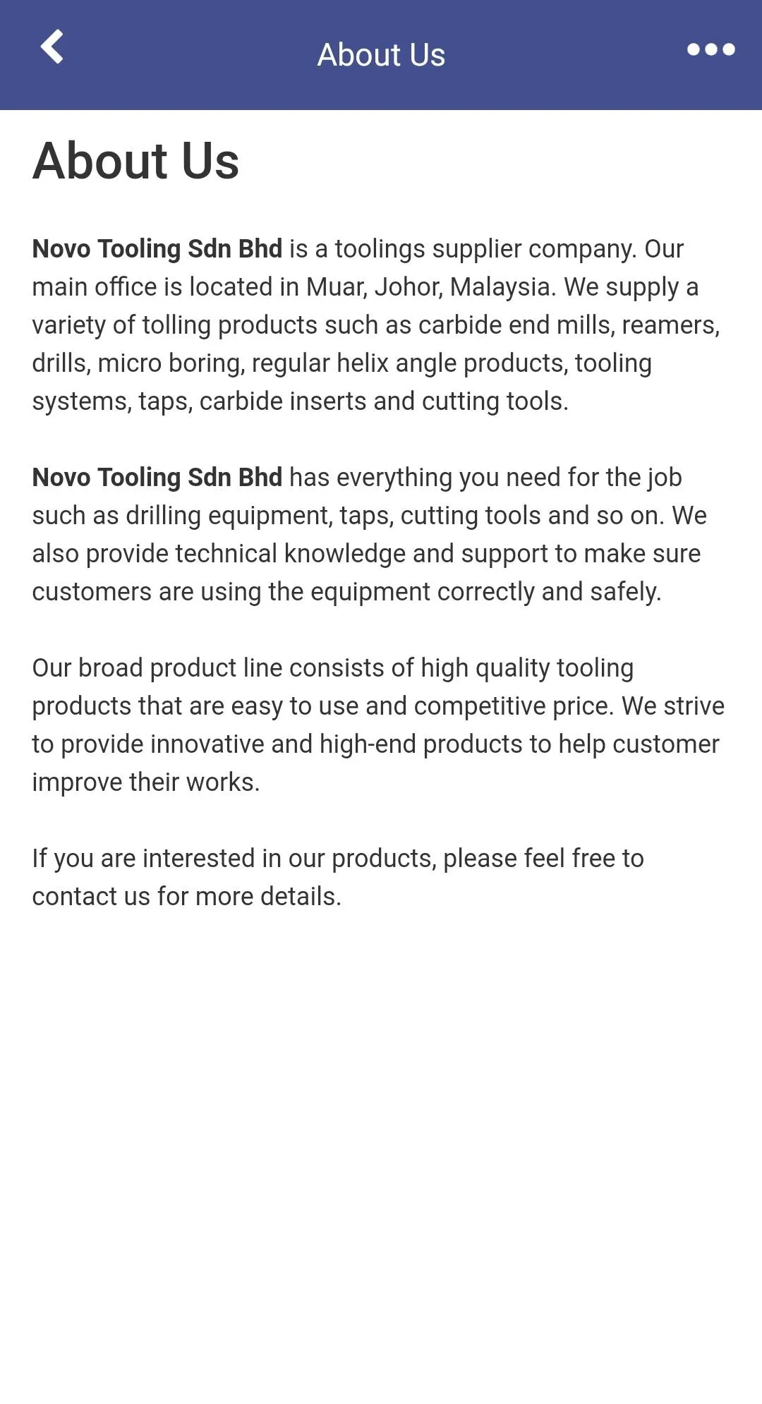 Novo Tooling Sdn Bhd | Indus Appstore | Screenshot