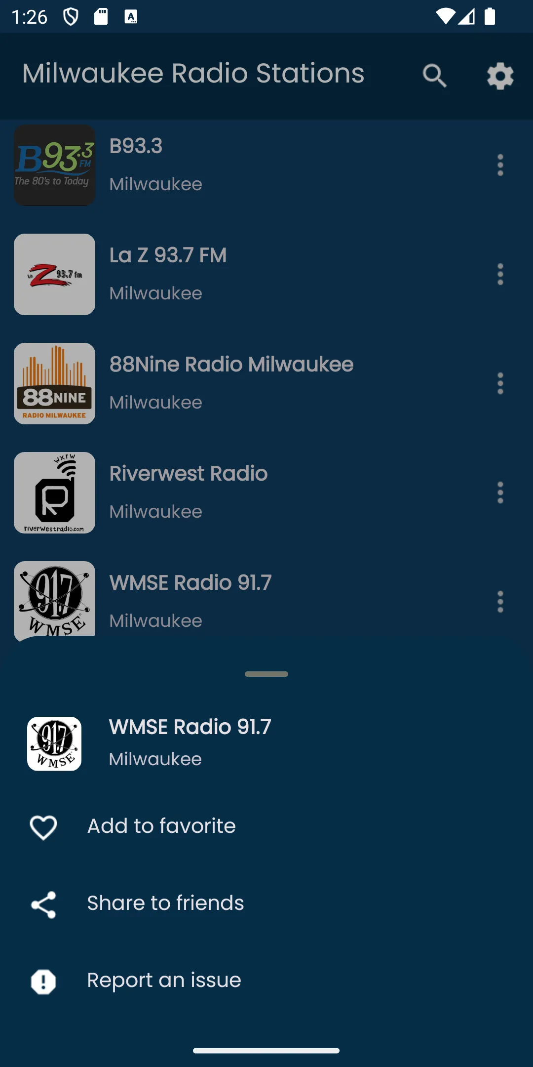 Radios from Milwaukee | Indus Appstore | Screenshot