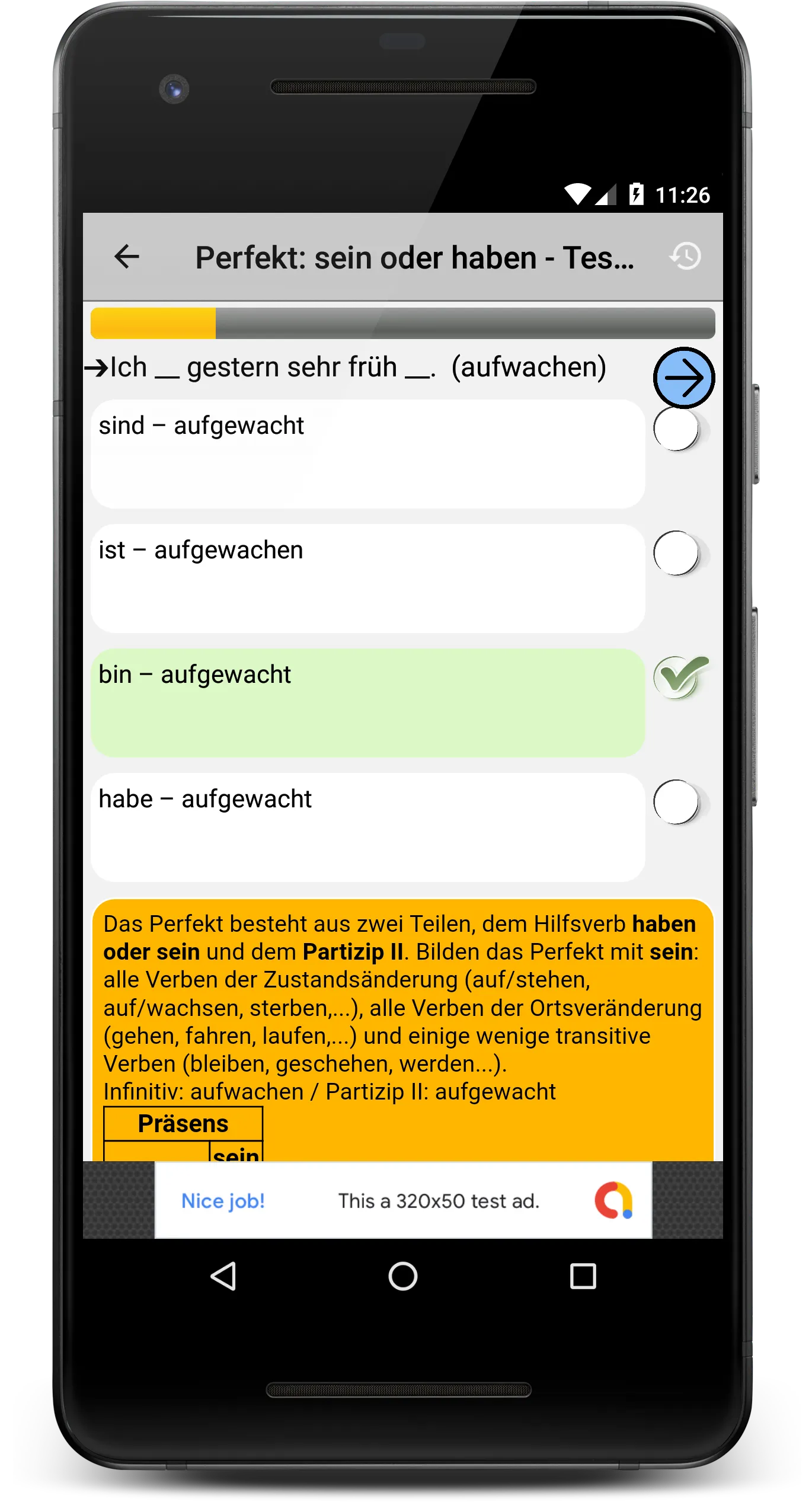 Deutsch Grammatik Test | Indus Appstore | Screenshot